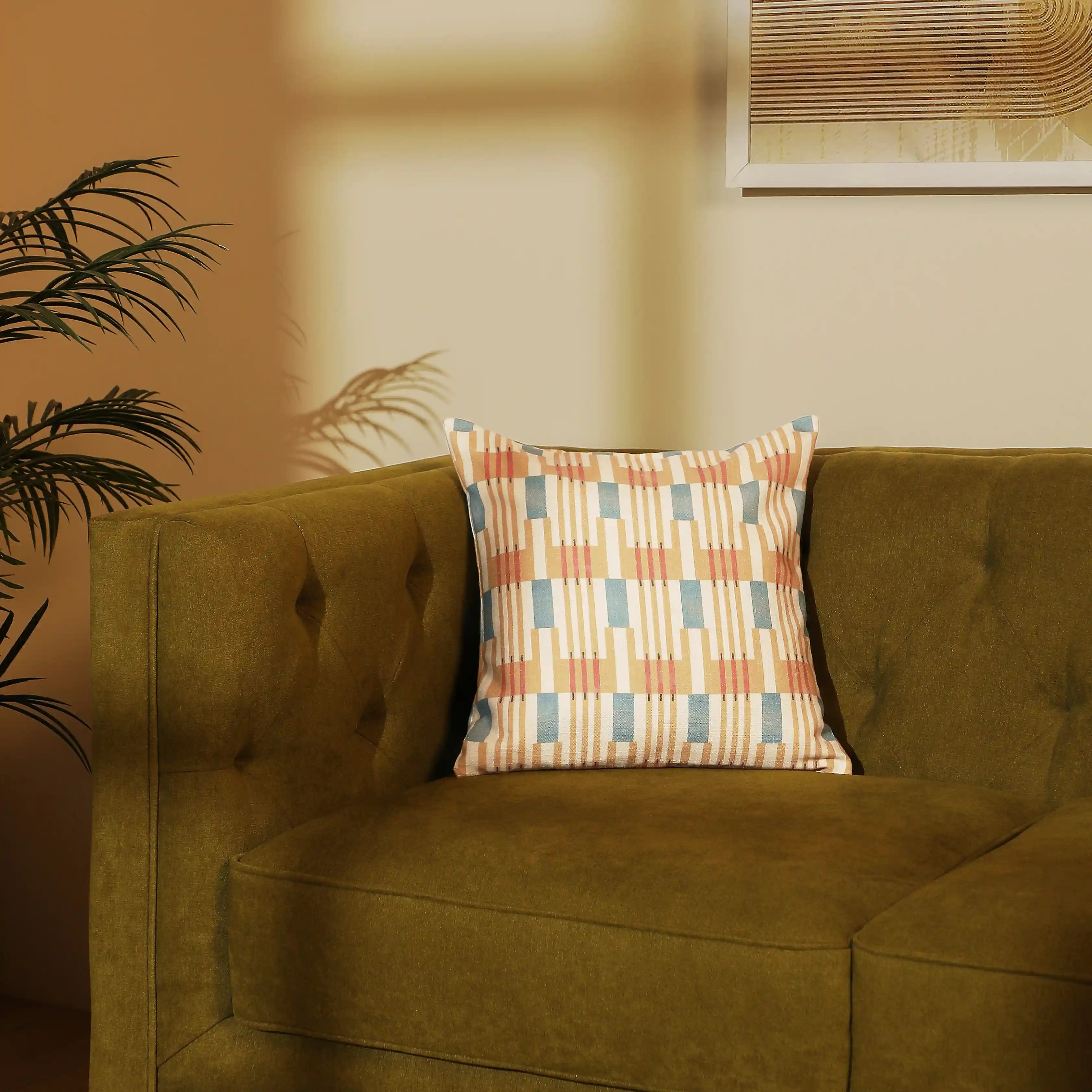 Vissencia Printed Cushion Cover | Crafted Patterns Honey Glaze / Cushion Cover (51cm x 51cm)