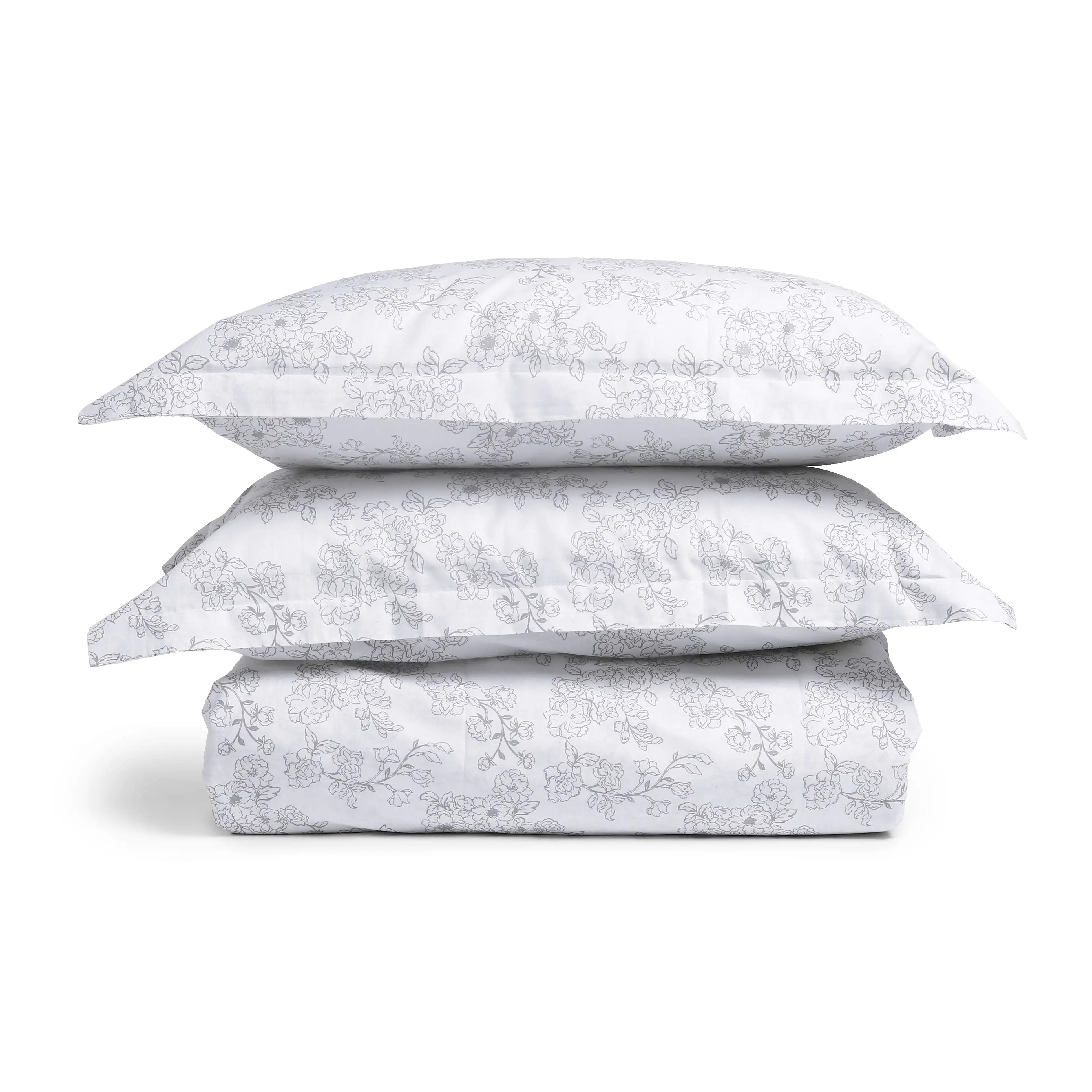 Bloomshire Classic | Everyday Charm Printed Cotton Bedsheet Set-Grey Grey / Double