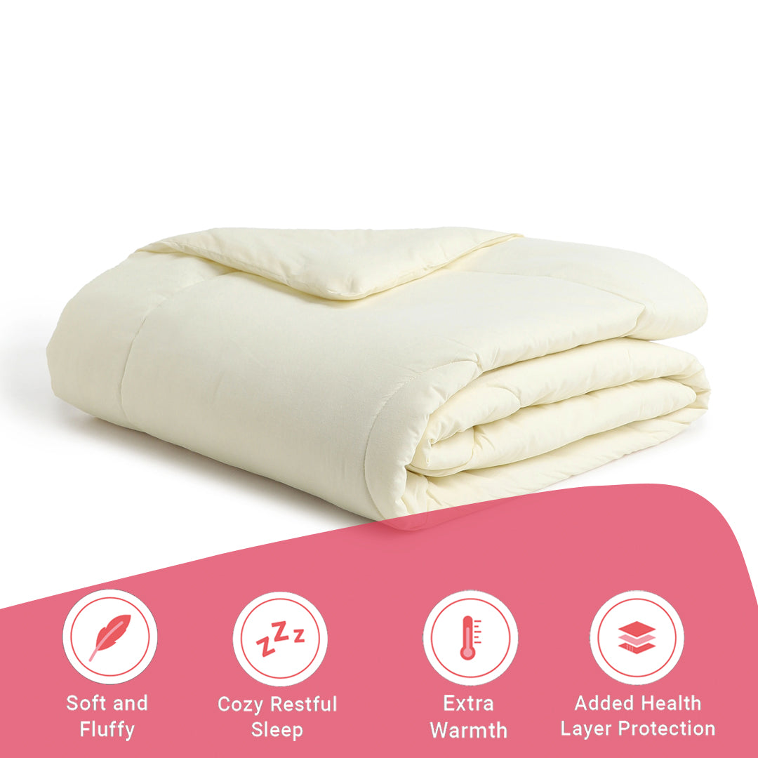 Paleto | Everyday Hues Cotton Solid Dyed 240GSM Comforter for Extra Warmth-Ivory