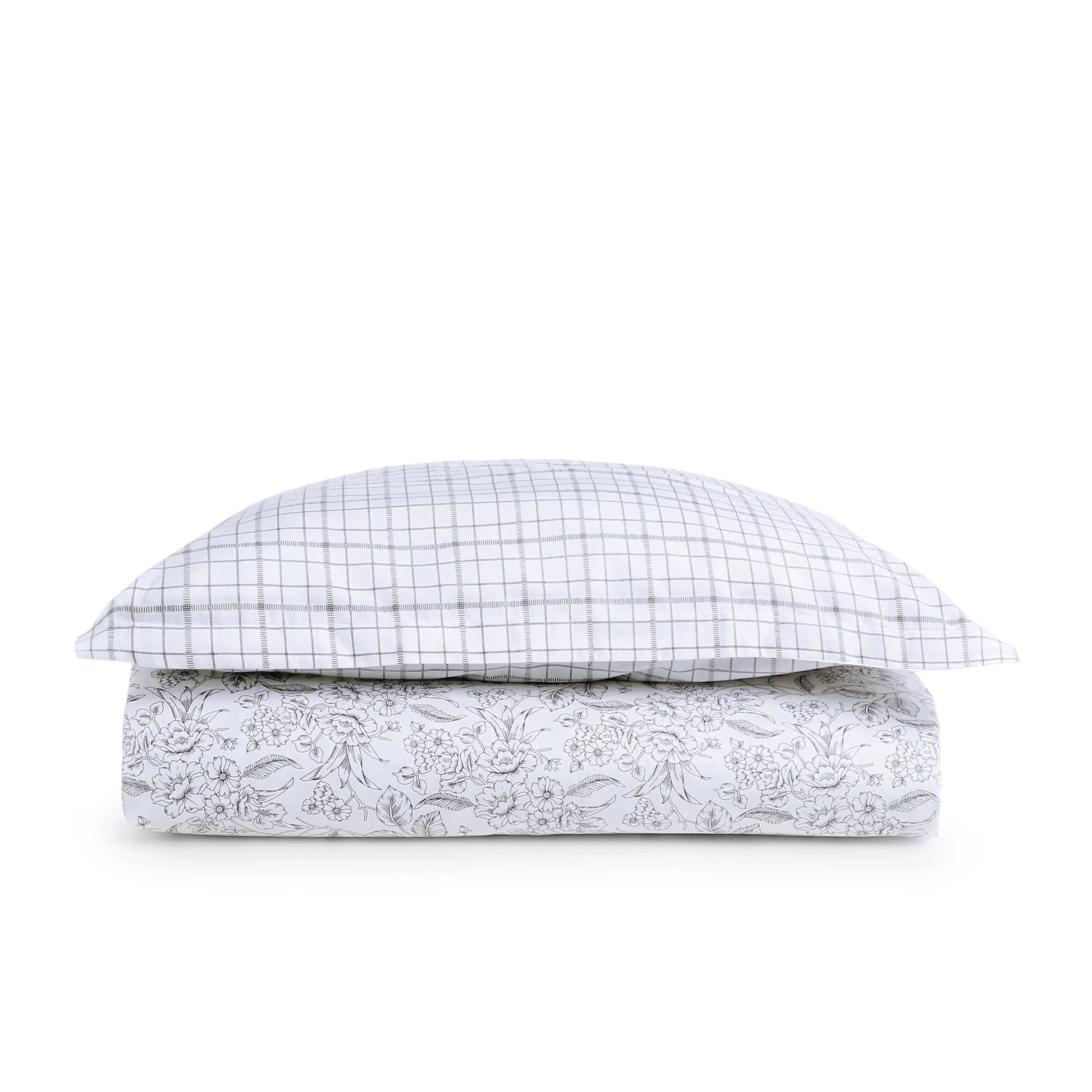 Mishella | Mix & Match Printed Cotton Bedsheet Set - Charcoal Bloom Charcoal Bloom / Single