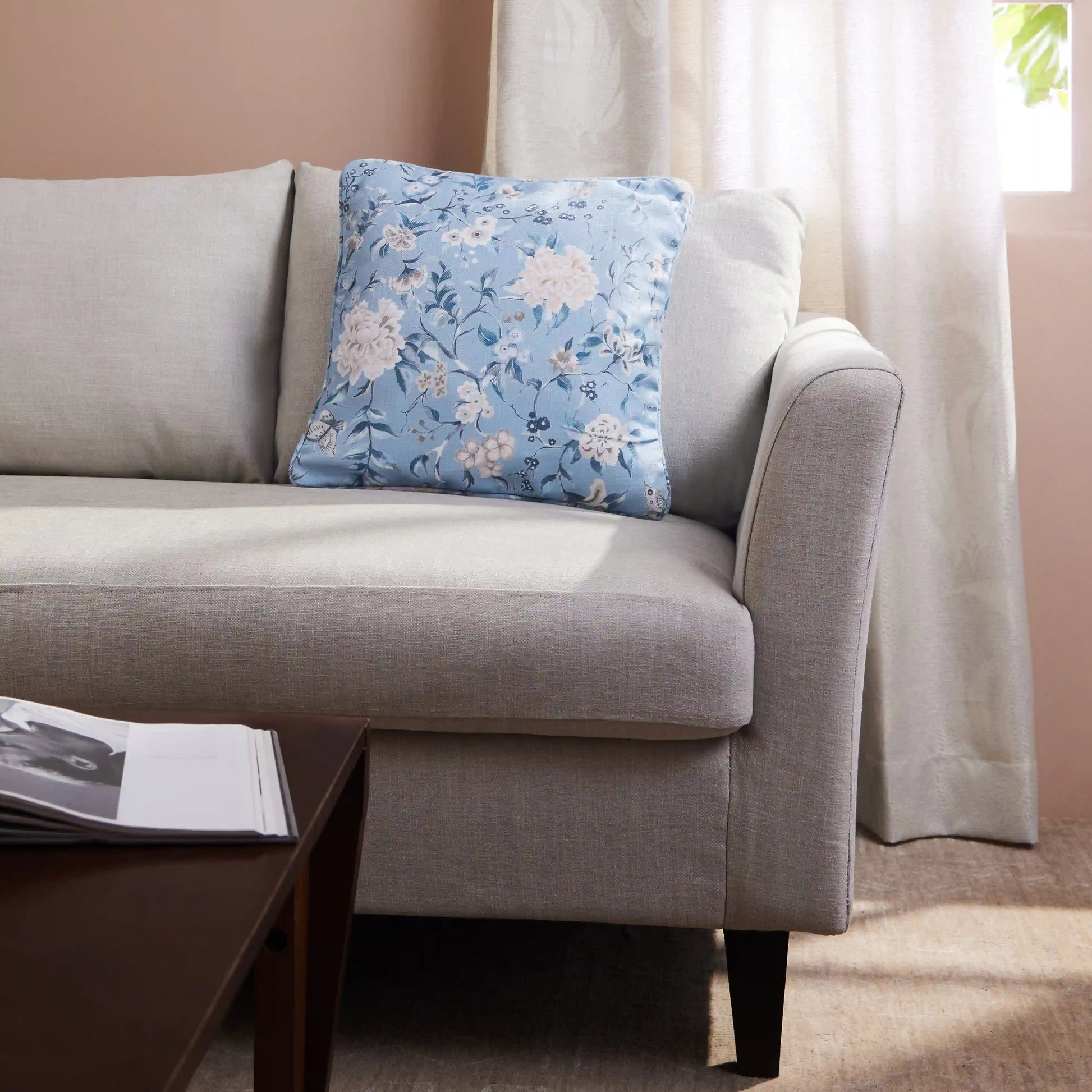 Espricia Printed Cushion Cover | Gardenia Azure / Cushion Cover (41cm x 41cm)