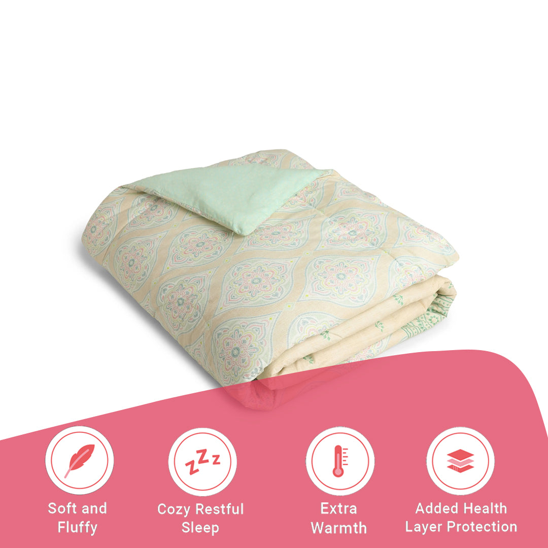 Chippa Lane | Contemporary Indian Print Design 120GSM Reversible Comforter-Sage
