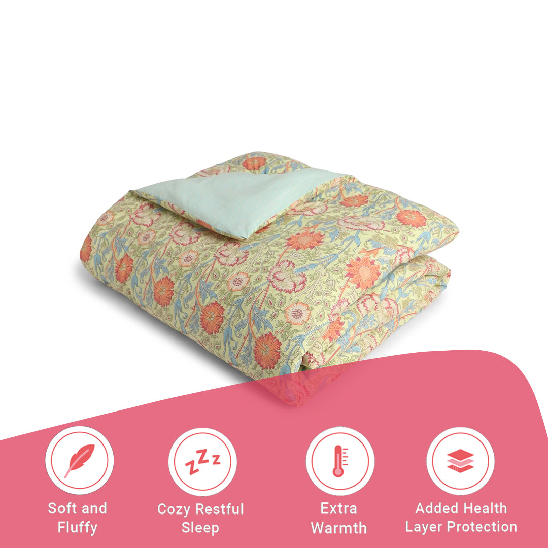 Chippa Lane | Contemporary Indian Print Design 240GSM Reversible Comforter for Extra Warmth-Green