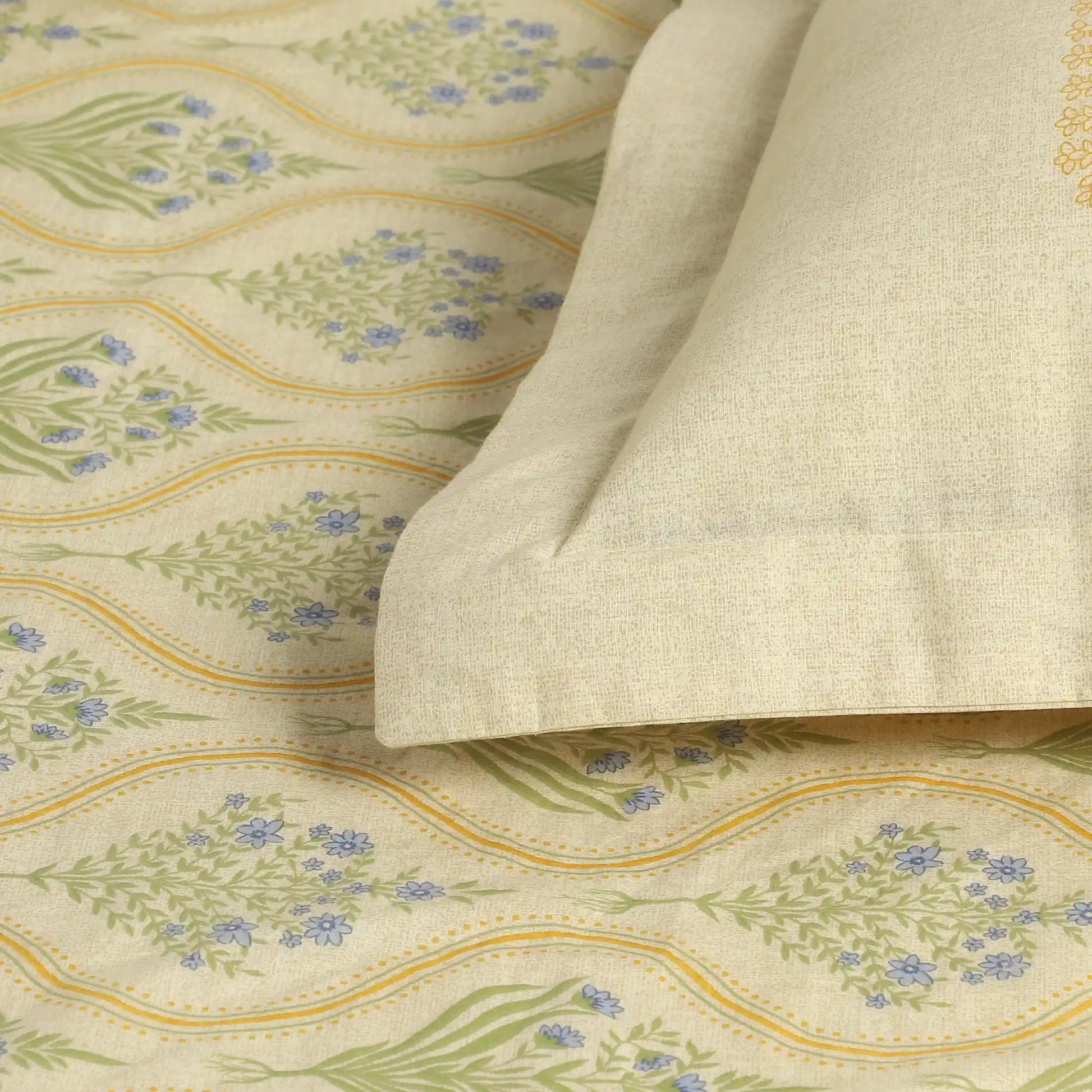 Chippa Lane | Contemporary Indian Print Design Cotton Bedsheet Set-Mustard Mustard / Single