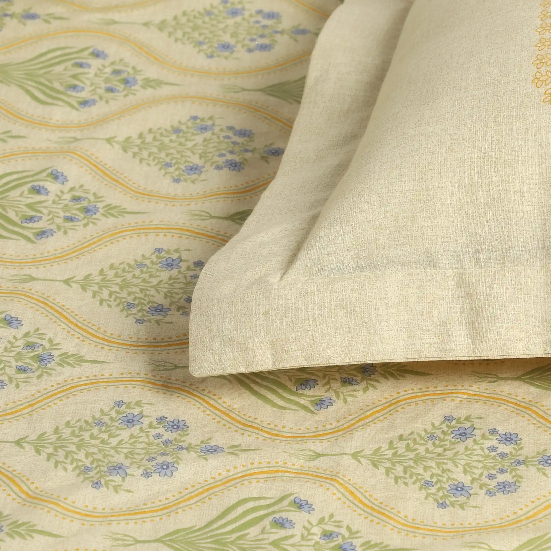 Chippa Lane | Contemporary Indian Print Design Cotton Bedsheet Set-Mustard Mustard / Single