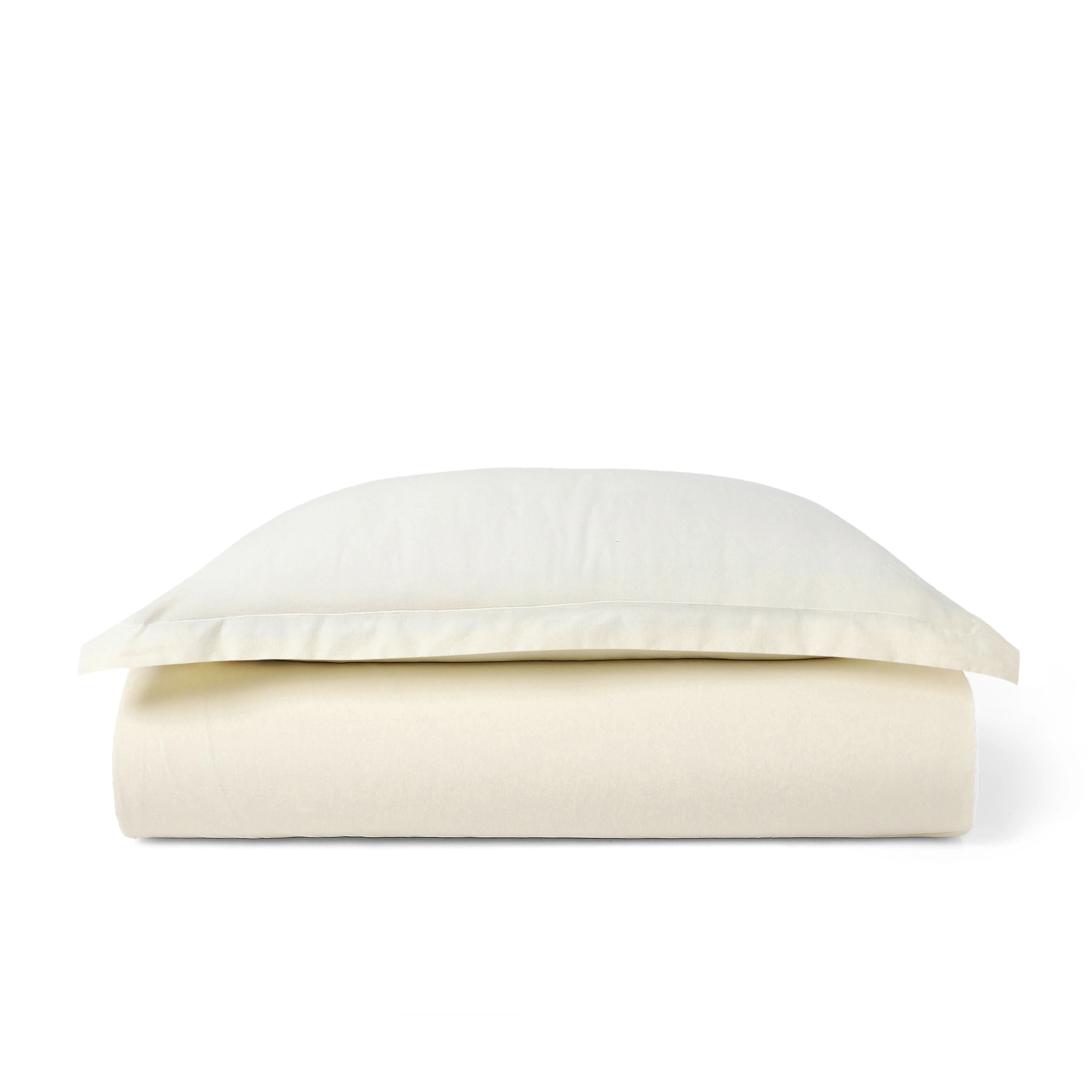Paleto | Everyday Hues Solid Dyed Cotton Bedsheet Set-Ivory Ivory / Single