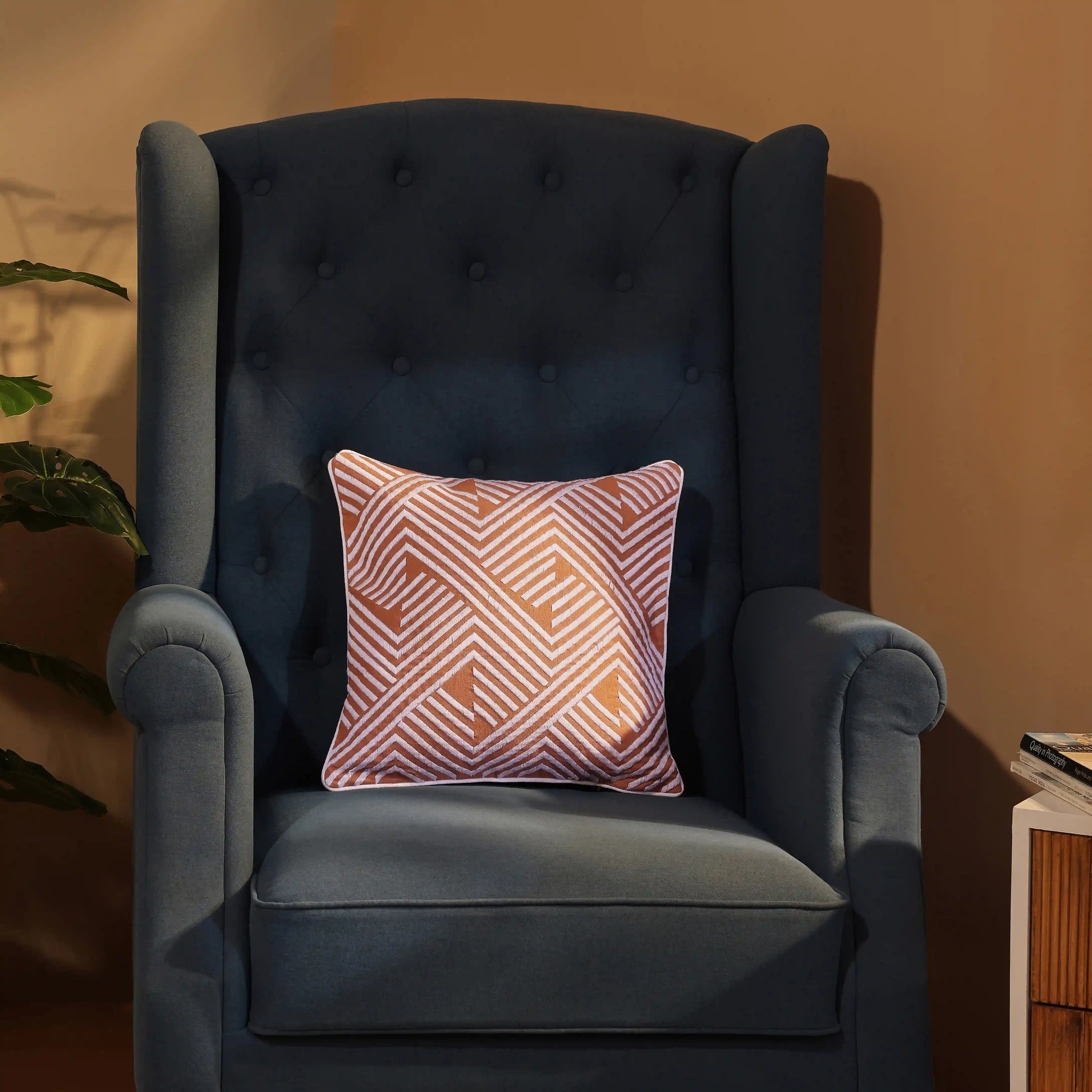 Espricia Embroidered Cushion Cover | Tile & Thread Burnt Orange / Cushion Cover (51cm x 51cm)