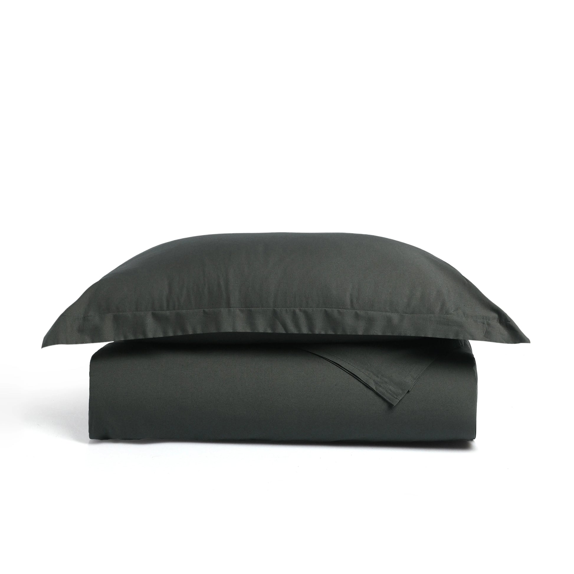 Paleto | Everyday Hues Solid Dyed Cotton Bedsheet Set-Dark Grey Dark Grey / Single