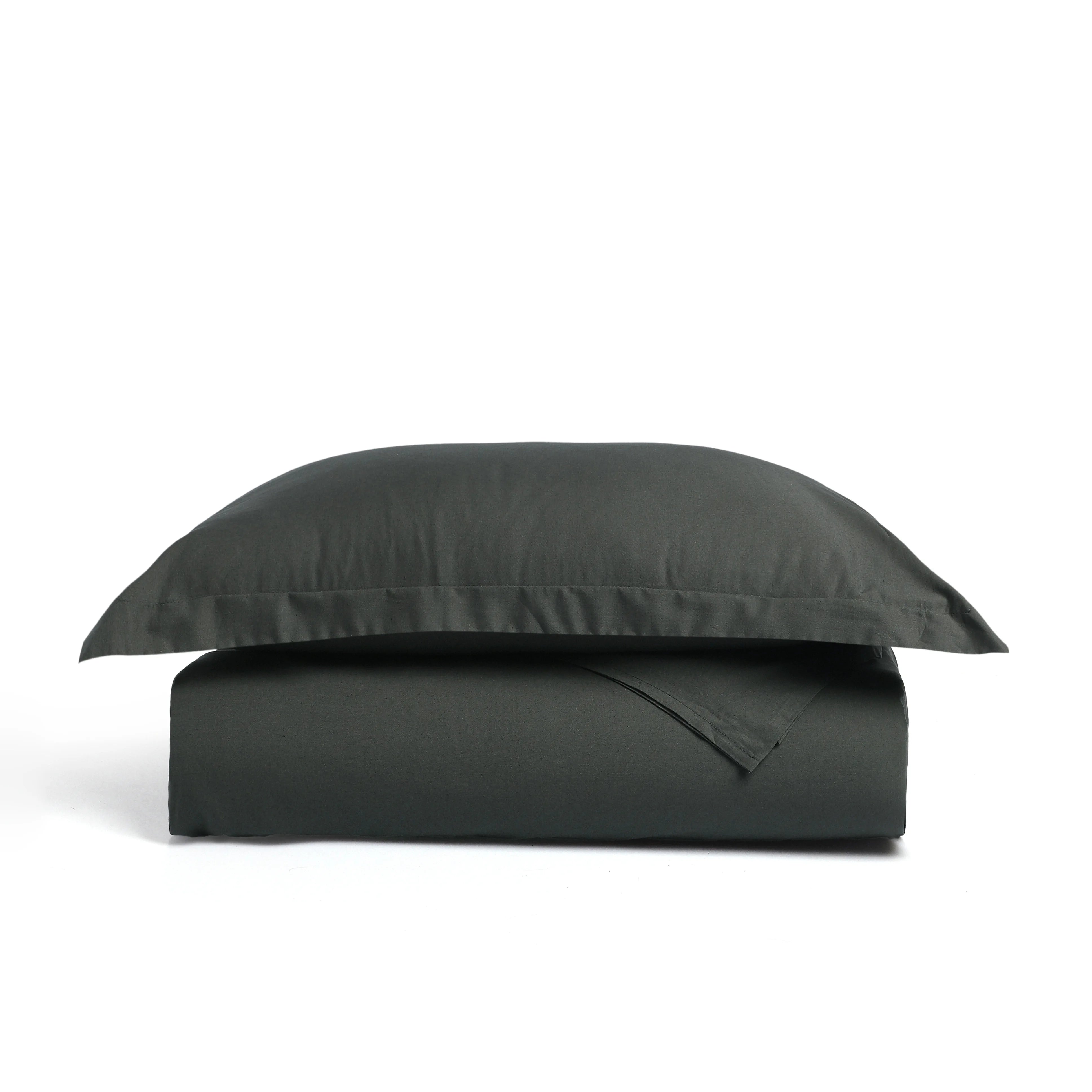 Paleto | Everyday Hues Solid Dyed Cotton Bedsheet Set-Dark Grey Dark Grey / Single