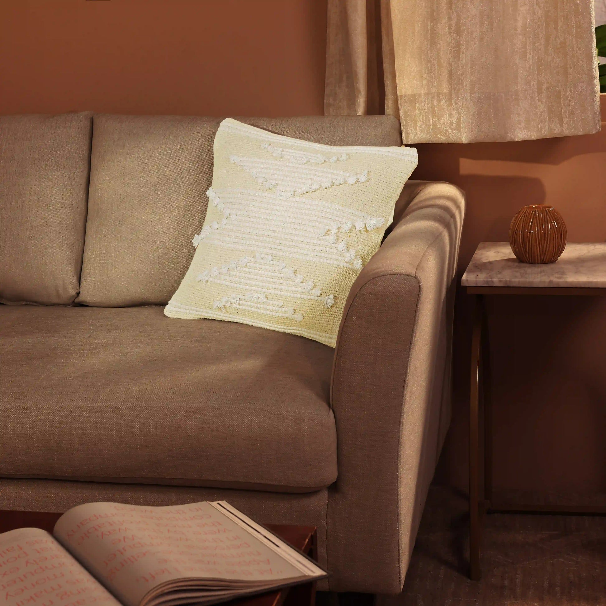 Espricia 100% Cotton Cushion Cover | Nomad Beige Light Beige / Cushion Cover (51cm x 51cm)