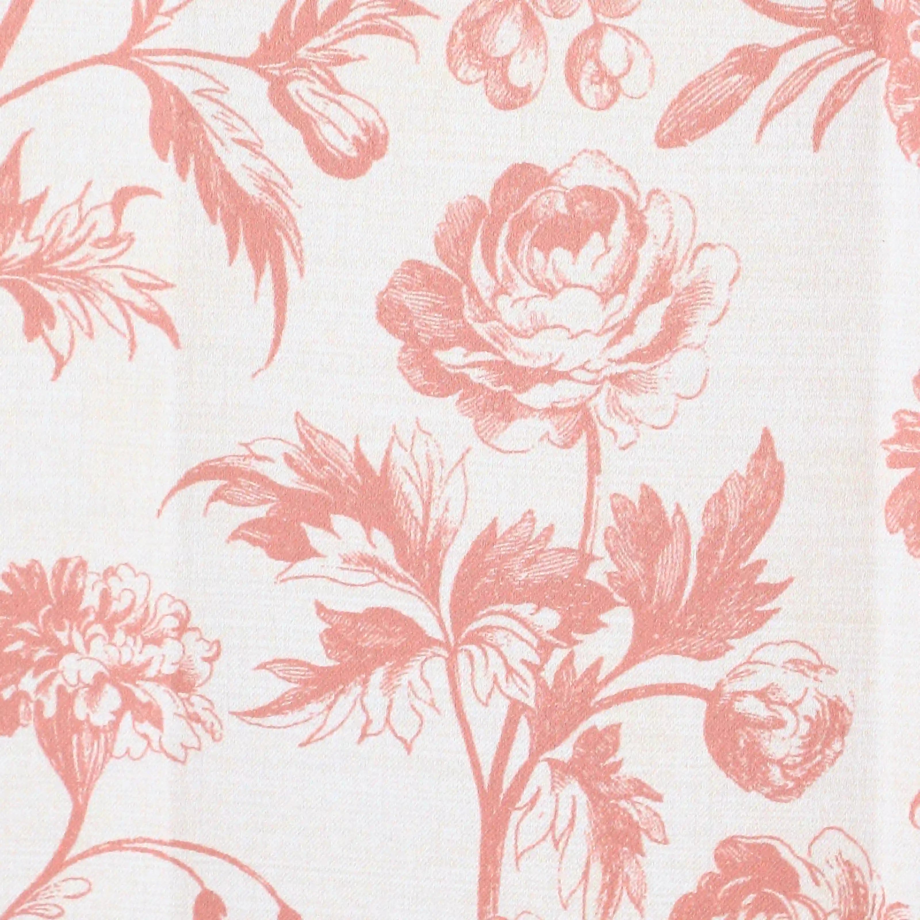 Bloomshire Classic Set Of 2 Printed Readymade Curtains | Shadow Bloom Smoky Rouge / Window (5ft X 4.4ft)