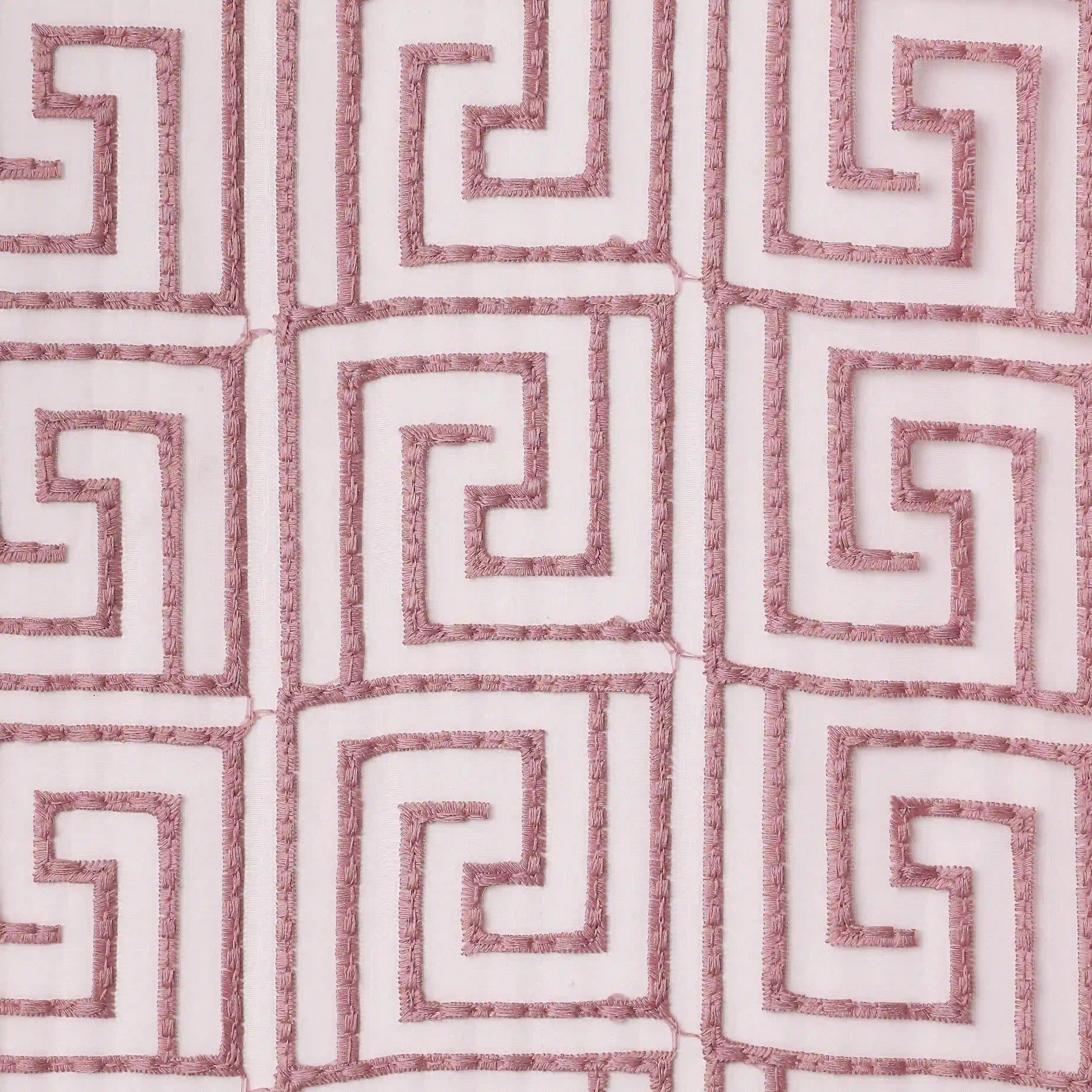 Velina Set Of 2 Embroidered Sheer Readymade Curtains | Modern Maze Mauve / Door (3.60ft X 7.22ft)