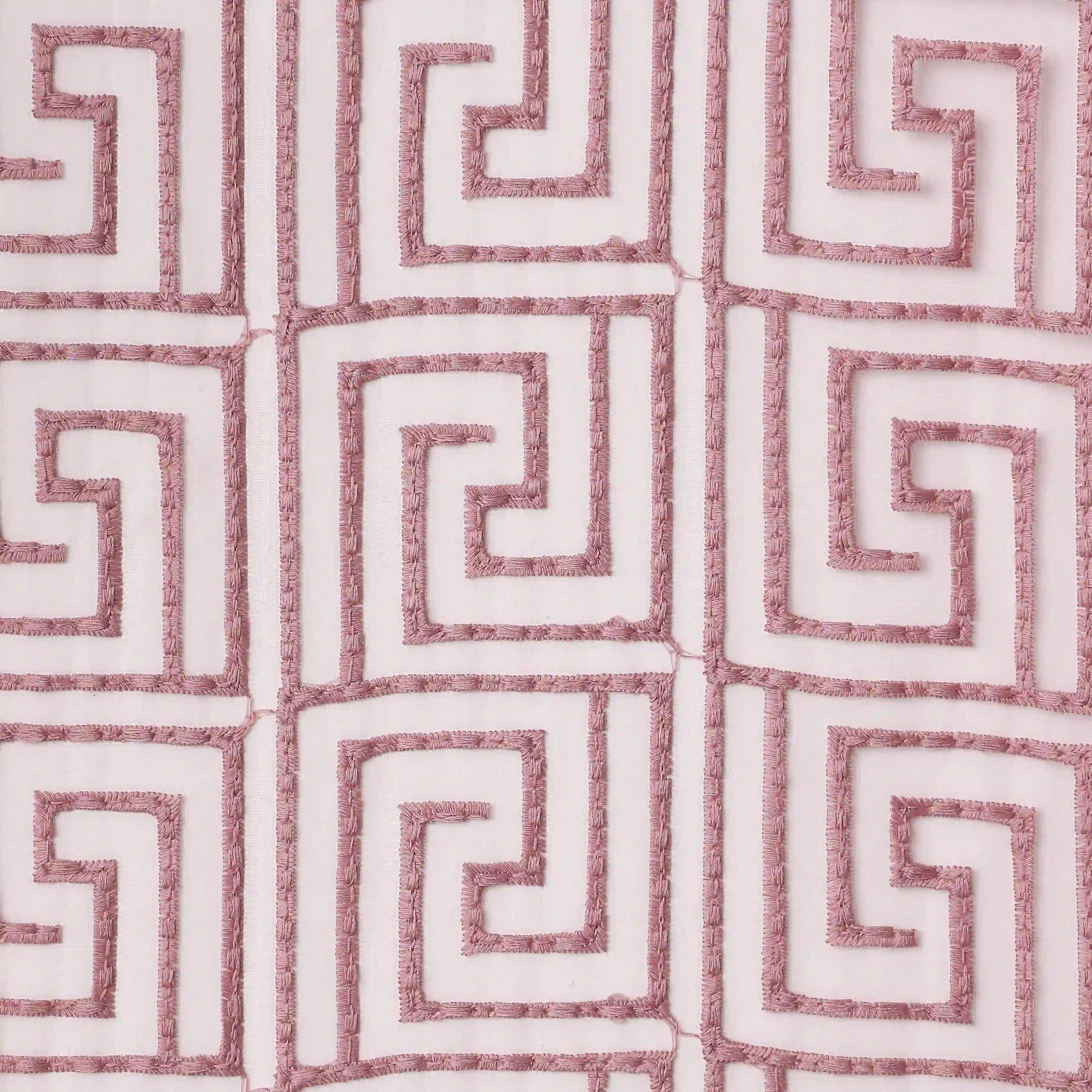 Velina Set Of 2 Embroidered Sheer Readymade Curtains | Modern Maze Mauve / Door (3.60ft X 7.22ft)