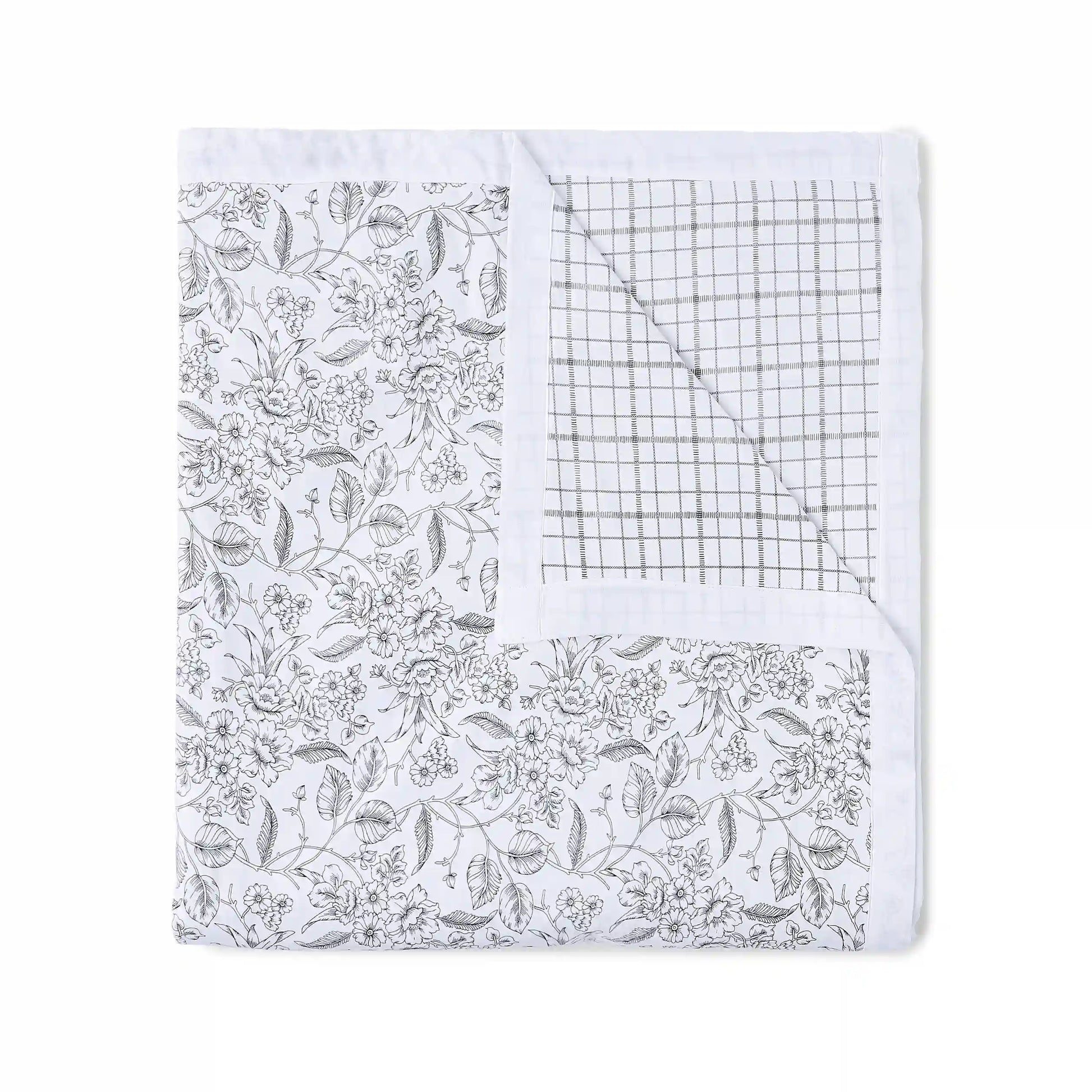 Mishella Printed Charcoal Checks Dohar Charcoal Checks / Double