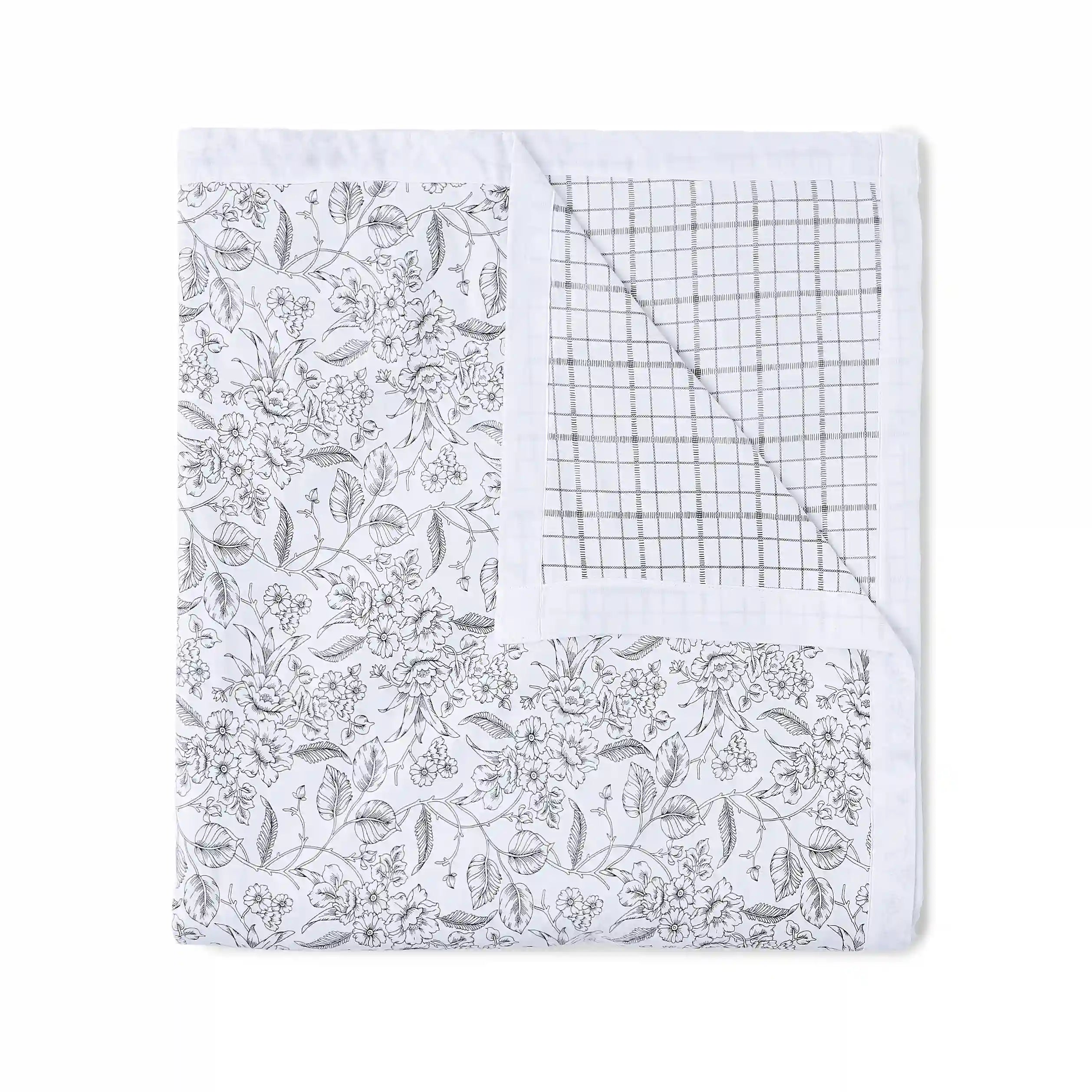 Mishella Printed Charcoal Checks Dohar Charcoal Checks / Double
