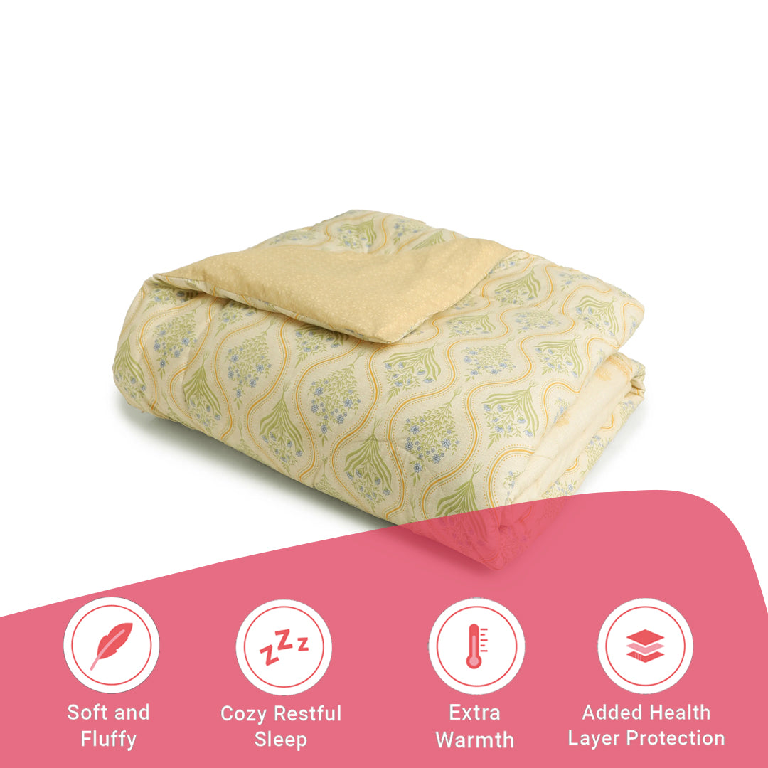 Chippa Lane | Contemporary Indian Print Design 240GSM Reversible Comforter for Extra Warmth-Mustard