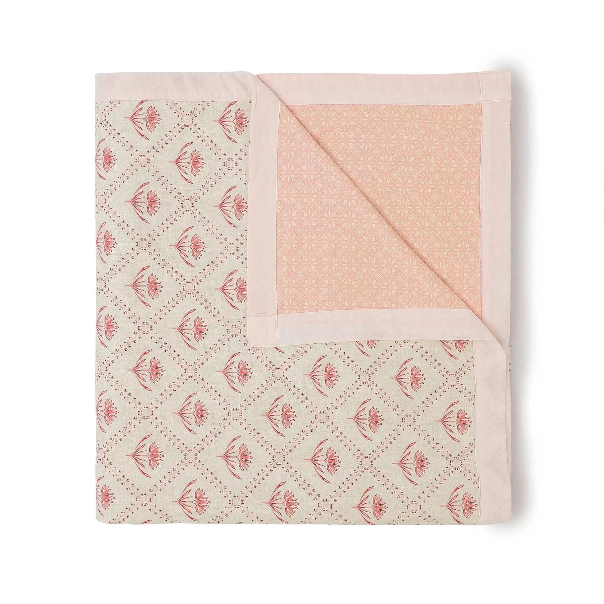 Chippa Lane | Contemporary Indian Print Design Reversible Dohar with Super Soft Flannel Layering-Red Red / Double