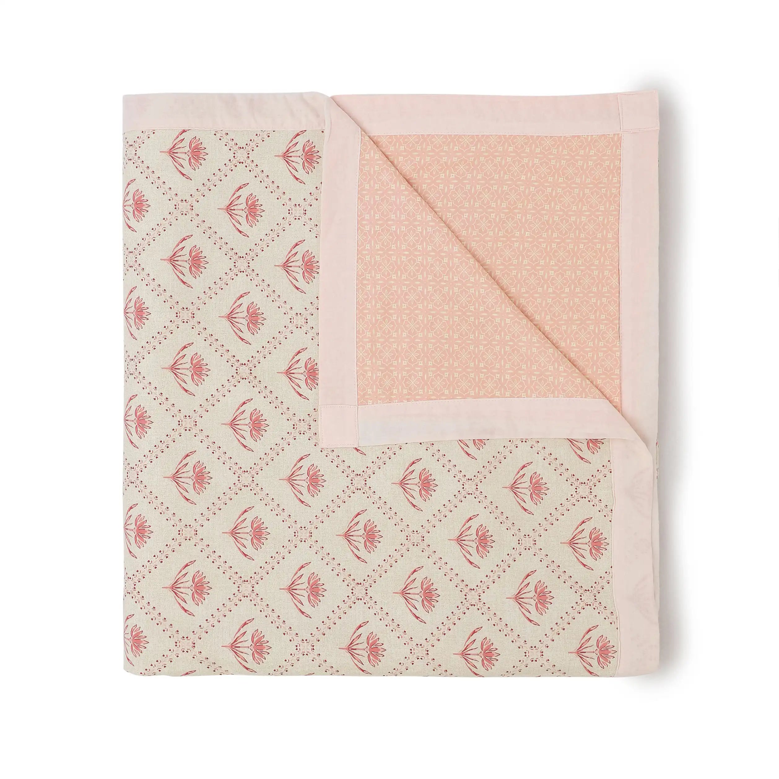 Chippa Lane | Contemporary Indian Print Design Reversible Dohar with Super Soft Flannel Layering-Red Red / Double