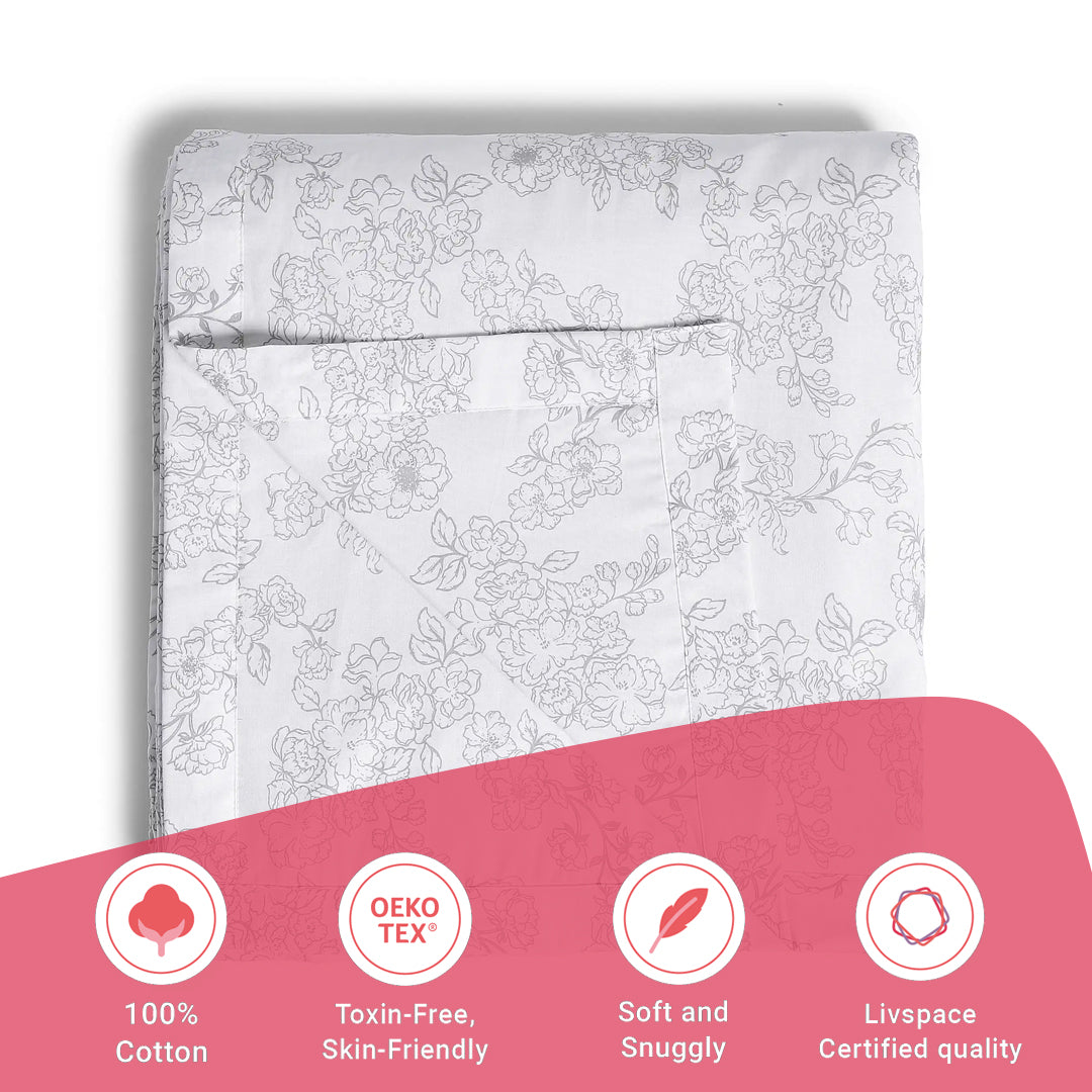 Bloomshire Classic | Everyday Charm Printed Reversible Dohar with Super Soft Flannel Layering-Grey