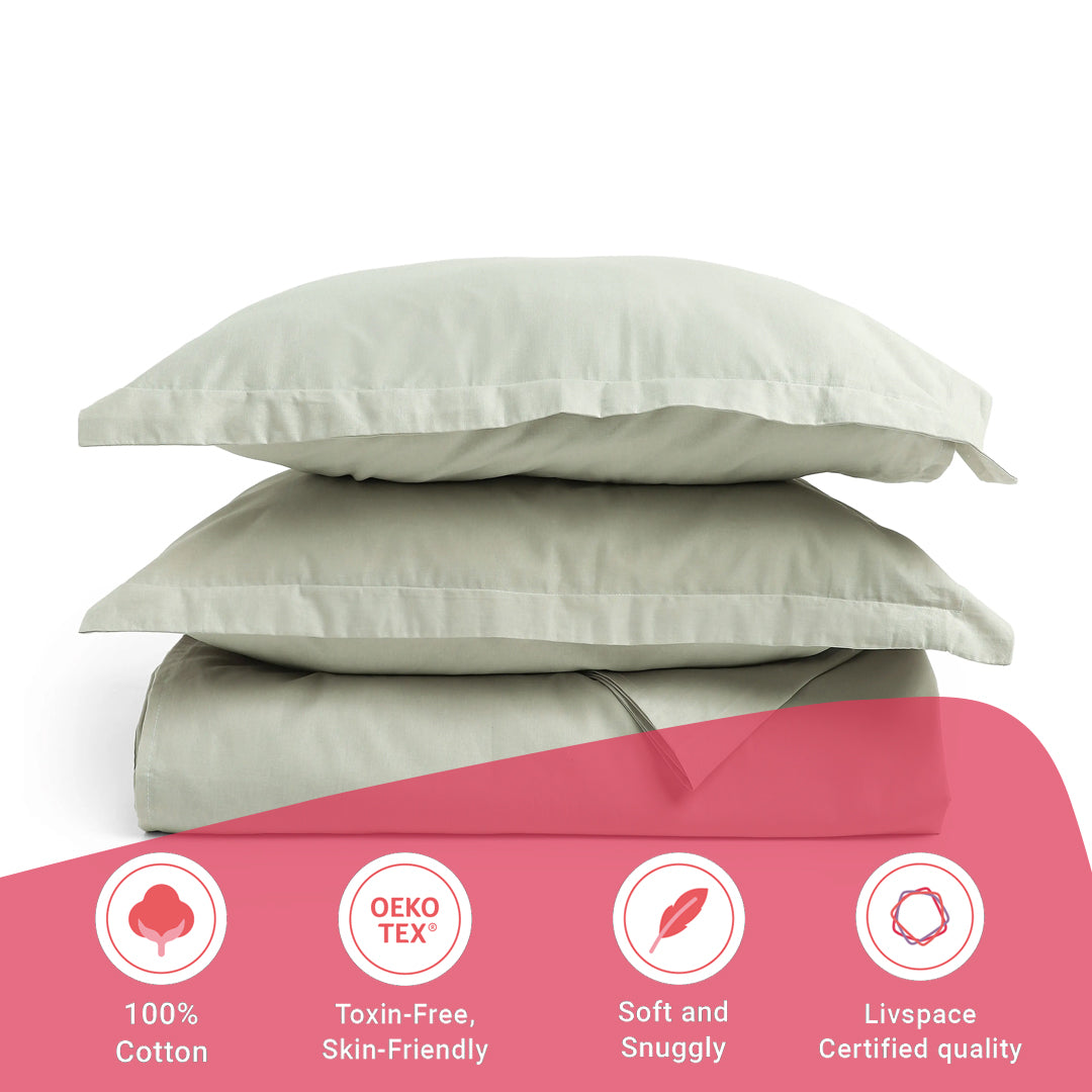 Paleto | Everyday Hues Solid Dyed Cotton Bedsheet Set-Silver