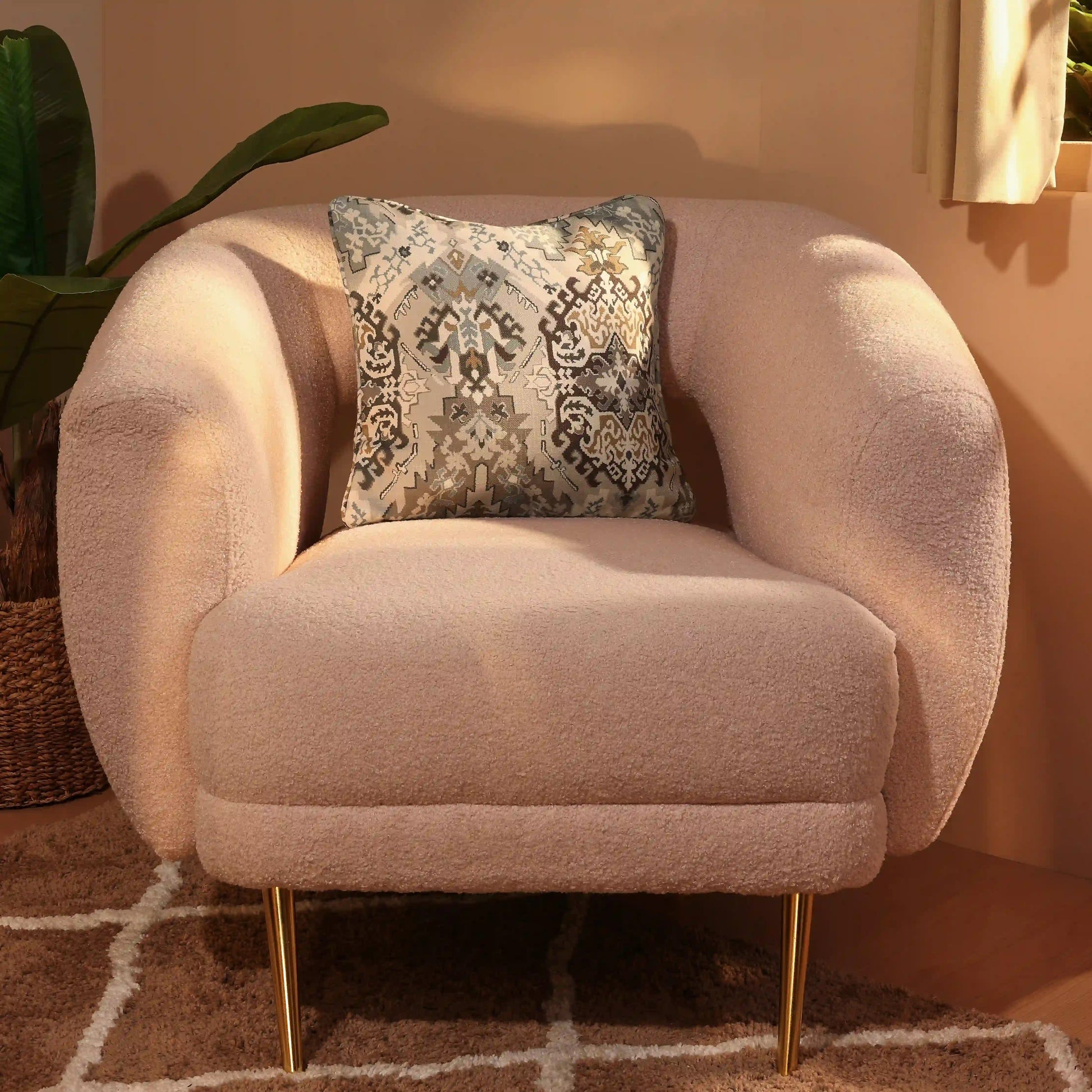 Espricia Printed Cushion Cover | Indian Regal Earthy Bliss / Cushion Cover (51cm x 51cm)
