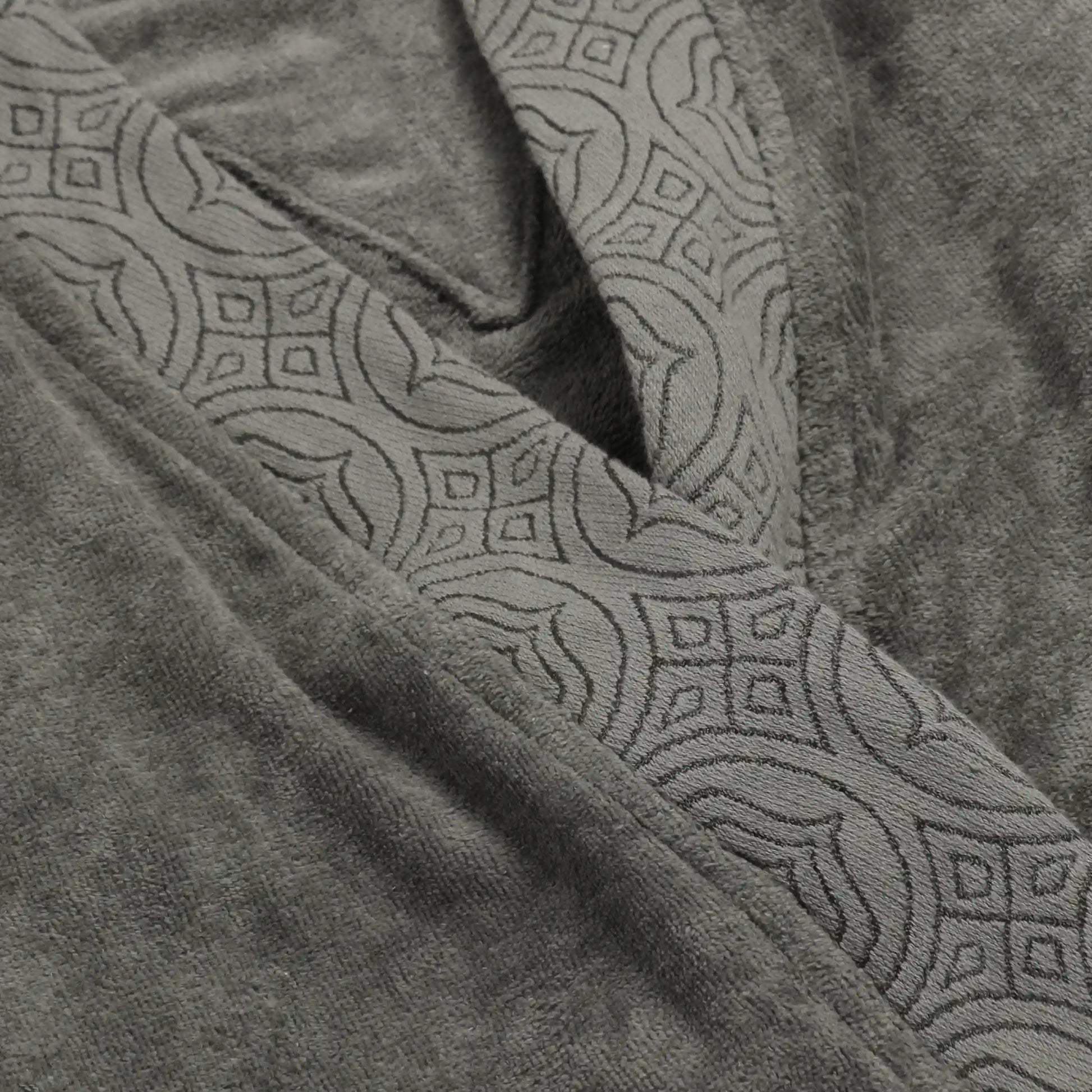 De Jacquard 100% Cotton Bathrobe Grey / Large