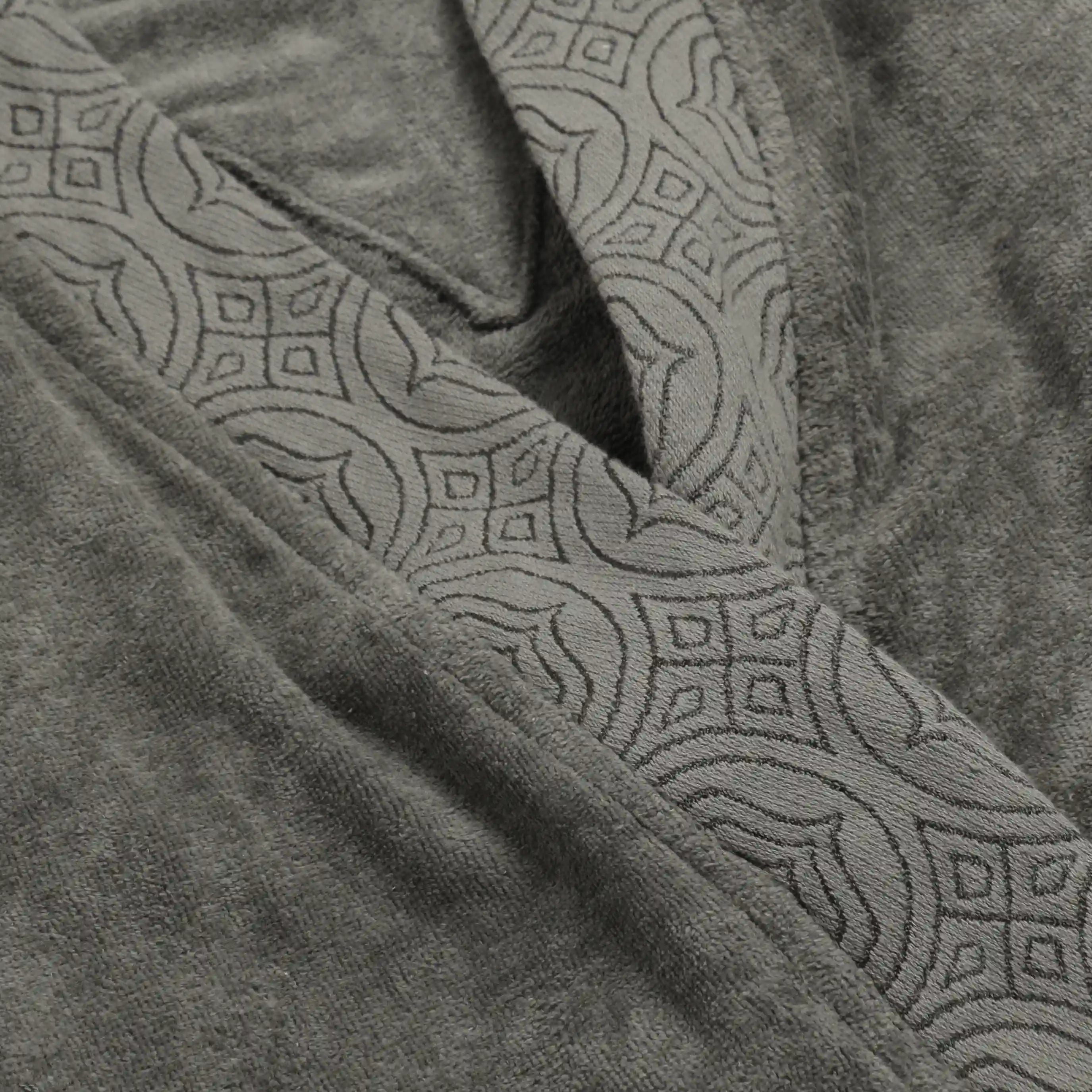De Jacquard 100% Cotton Bathrobe Grey / Large