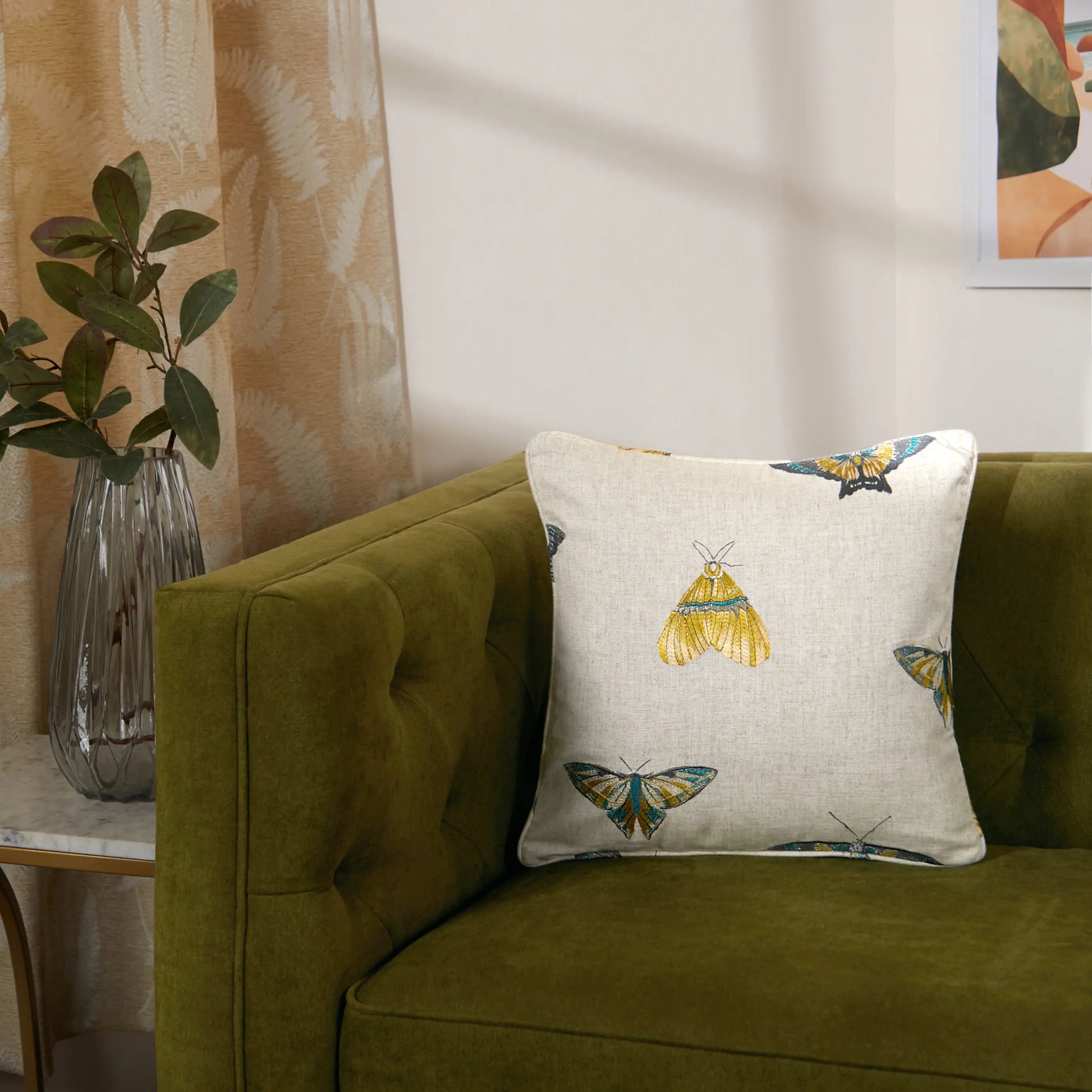 Estrella Embroiderd Cushion Cover | Dragonfly Mystic Teal / Cushion Cover (51cm x 51cm)