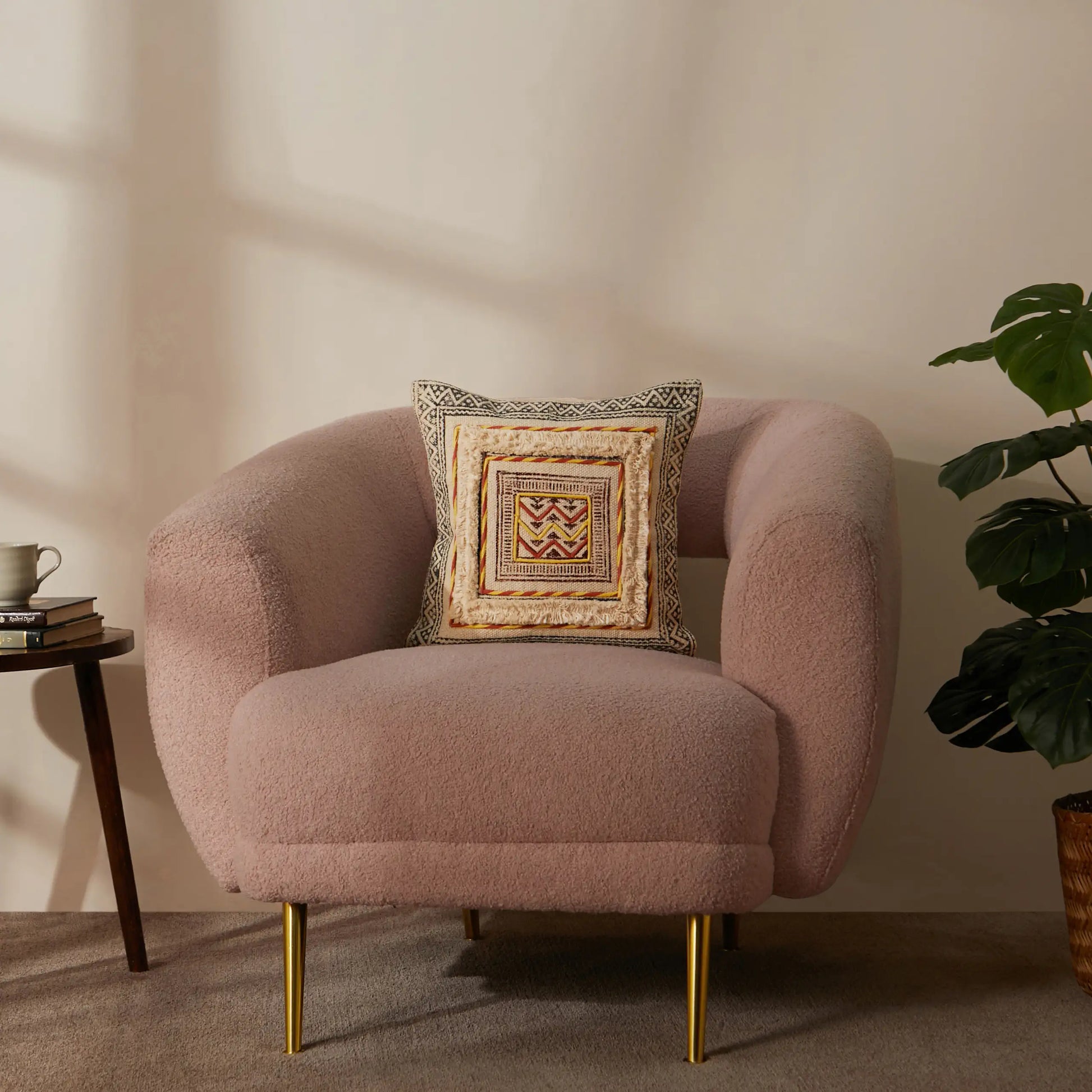 Vissencia 100% Cotton Woven Cushion Cover | Ethnic Roots Clay Ember / Cushion Cover (41cm x 41cm)