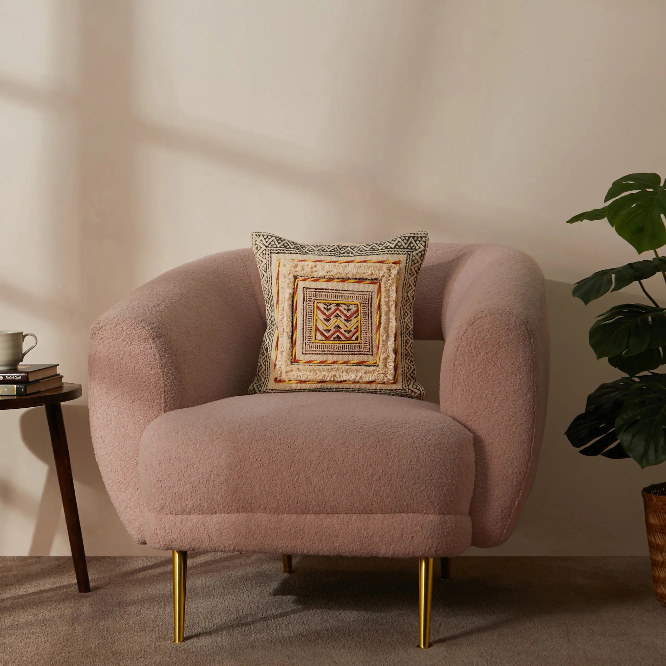 Vissencia 100% Cotton Woven Cushion Cover | Ethnic Roots Clay Ember / Cushion Cover (41cm x 41cm)