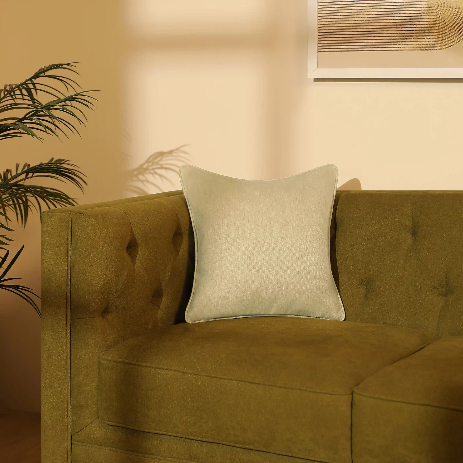 Vissencia Solid Cushion Cover | Textured Weaves Almond Whisper / Cushion Cover (41cm x 41cm)