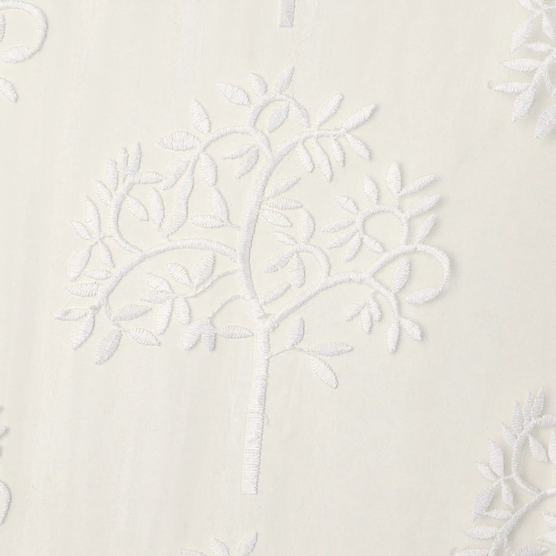 Velina Set Of 2 Embroidered Sheer Readymade Curtains | Botanical Trails Chalk Glow / Door (3.60ft X 7.22ft)