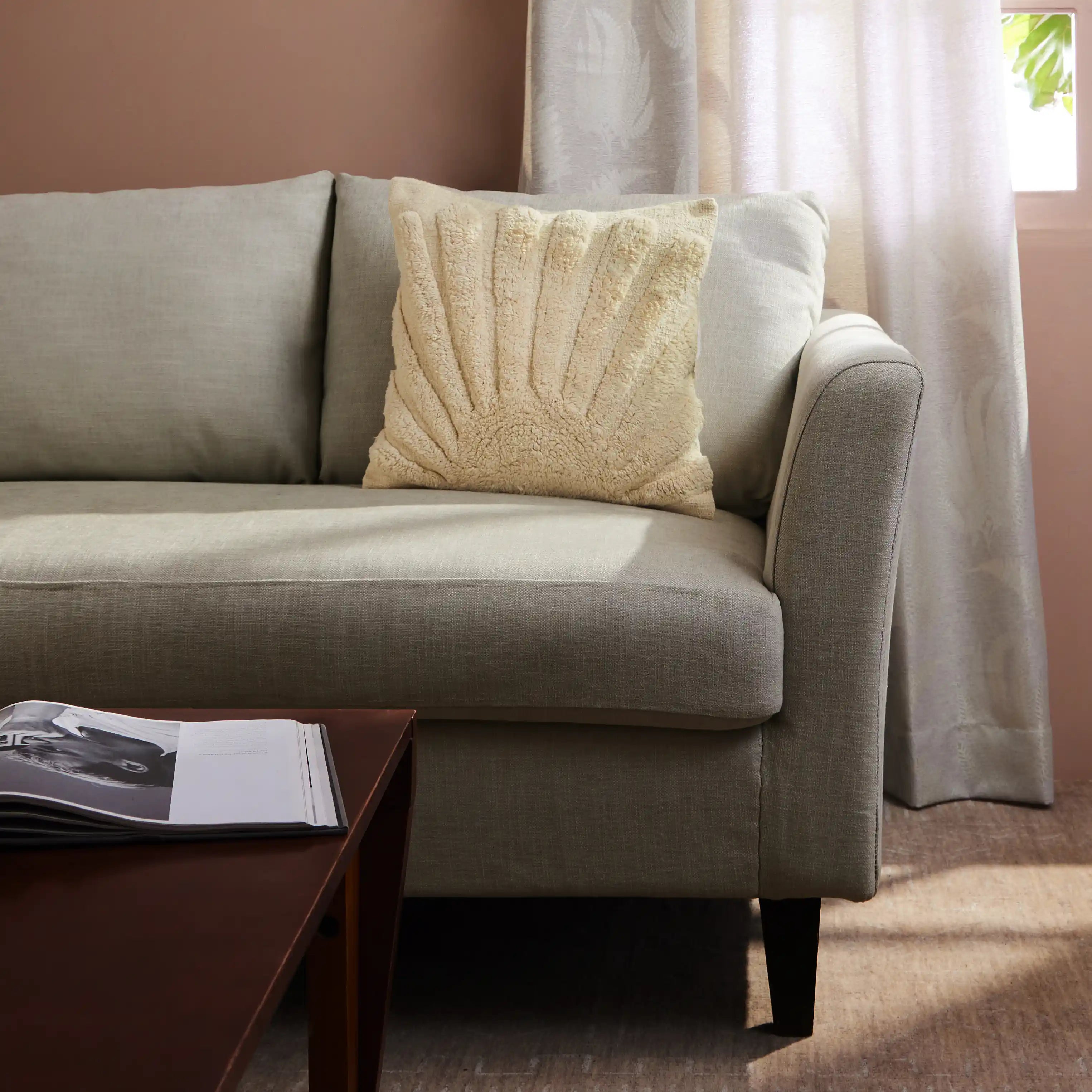 Espricia Printed Cushion Cover | Jaipuri Bloom Apricot Glow / Cushion Cover (41cm x 41cm)