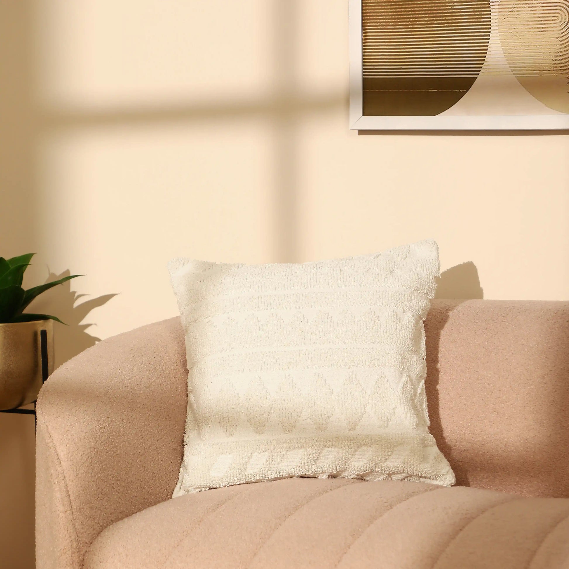 Vissencia 100% Cotton Tufted Cushion Cover | Pattern Play Light Beige / Cushion Cover (51cm x 51cm)