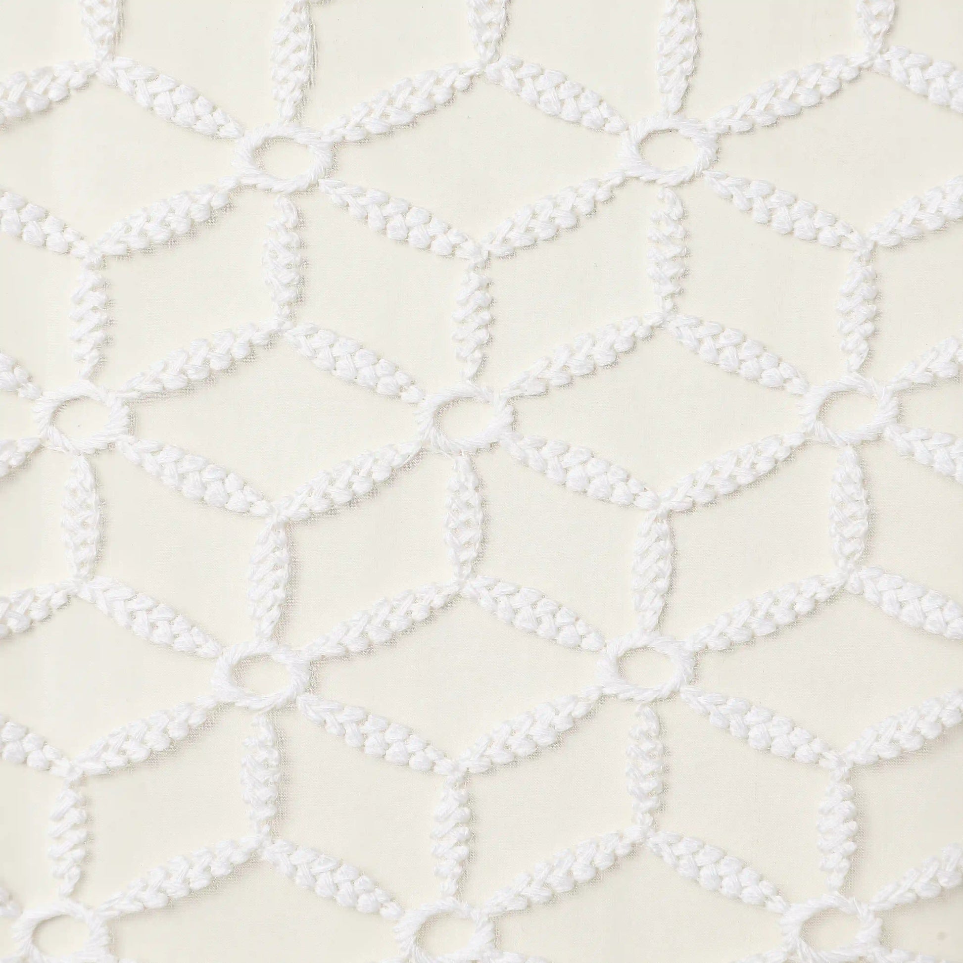 Velina Set Of 2 Embroidered Sheer Readymade Curtains | Whispering Trellis Dove White / Door (3.60ft X 7.22ft)