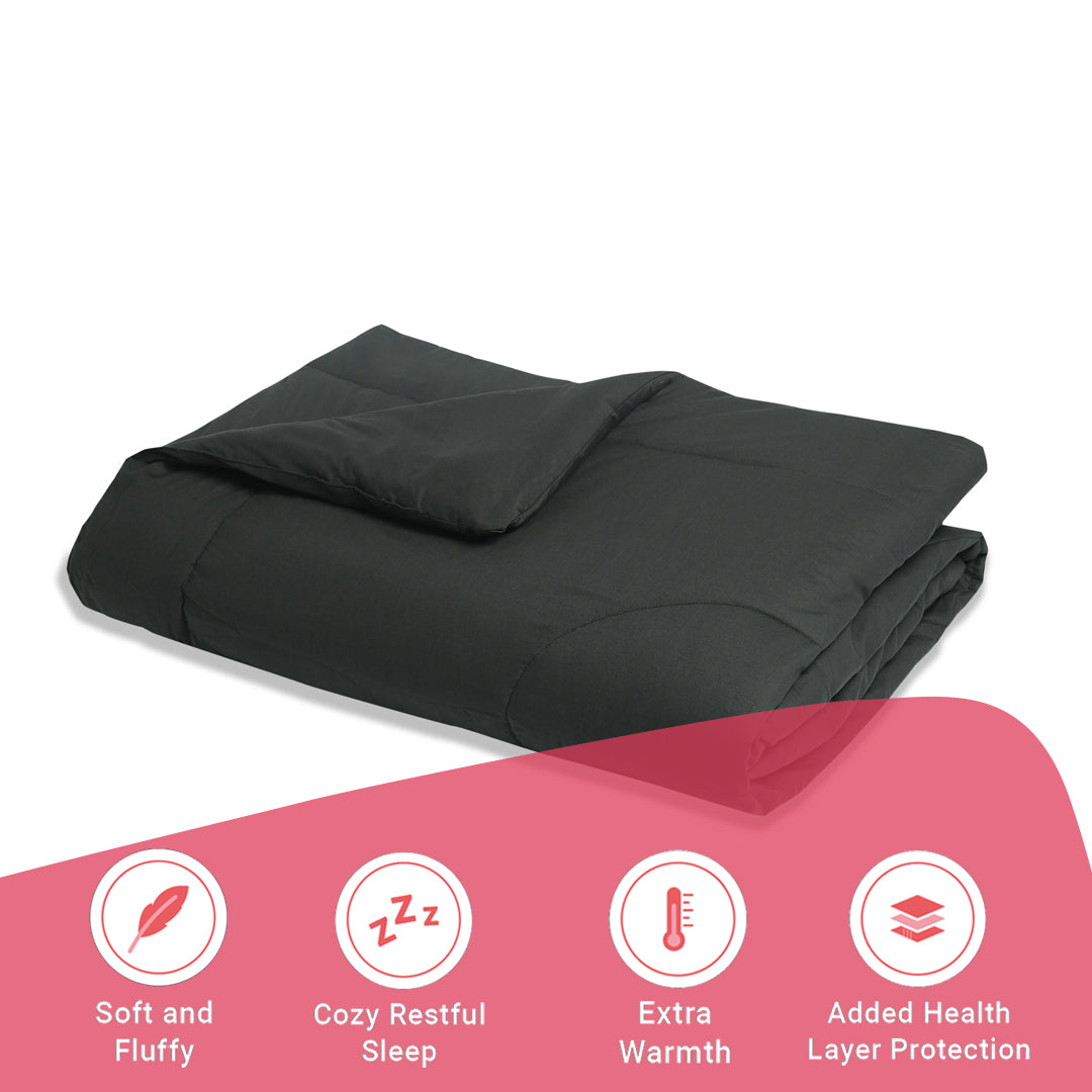 Paleto | Everyday Hues Cotton Solid Dyed 120GSM Comforter-Dark Grey