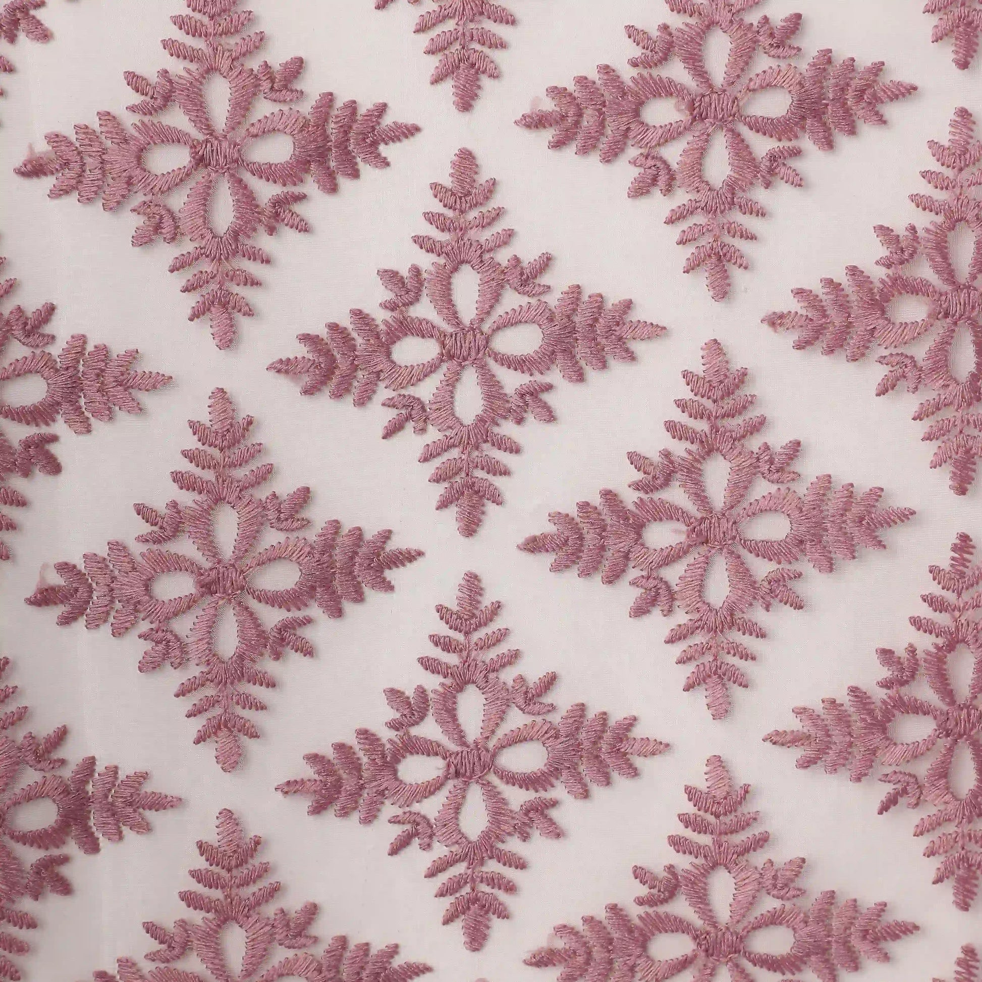 Velina Set Of 2 Embroidered Sheer Readymade Curtains | Royal Jharokha Mauve Essence / Door (3.60ft X 7.22ft)