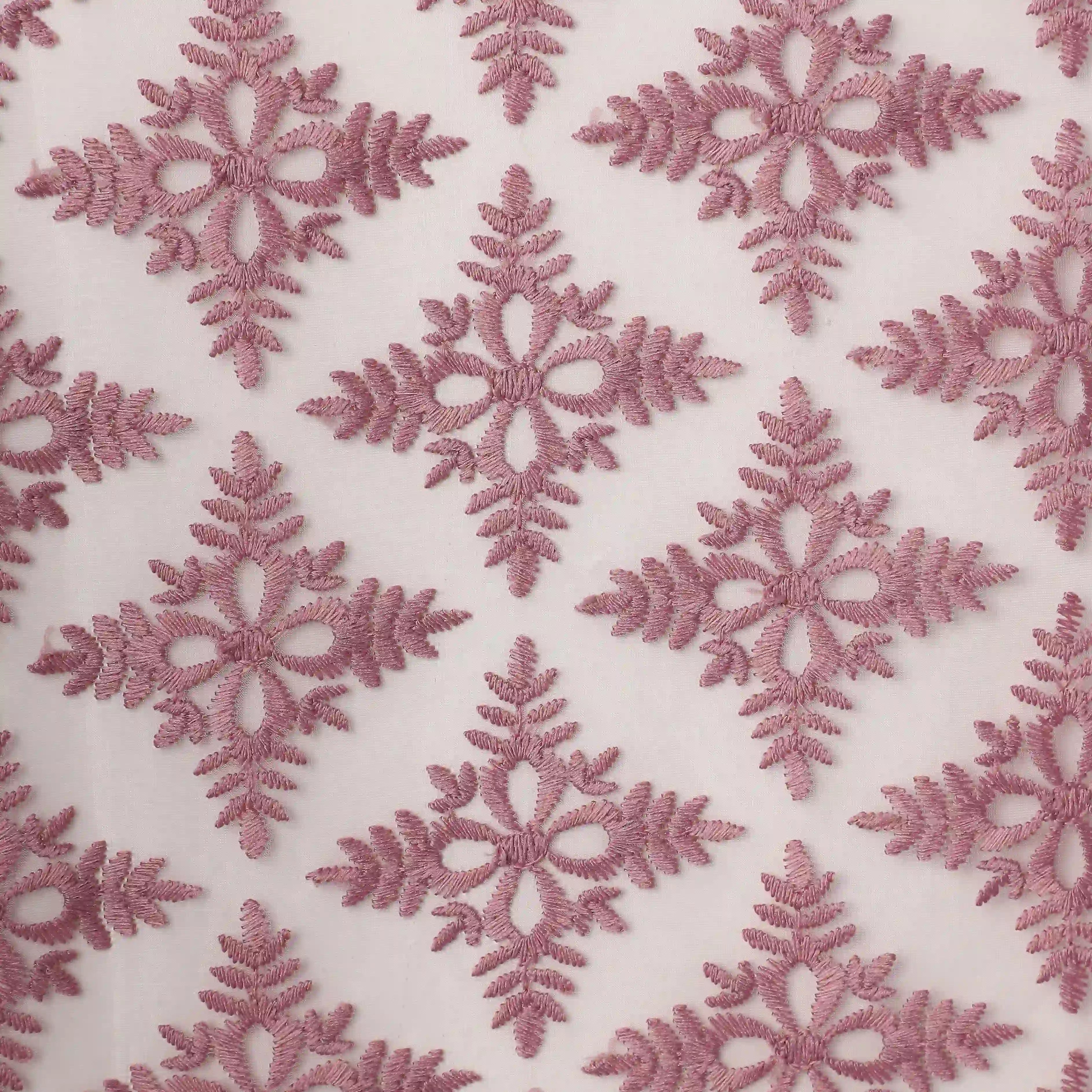 Velina Set Of 2 Embroidered Sheer Readymade Curtains | Royal Jharokha Mauve Essence / Door (3.60ft X 7.22ft)