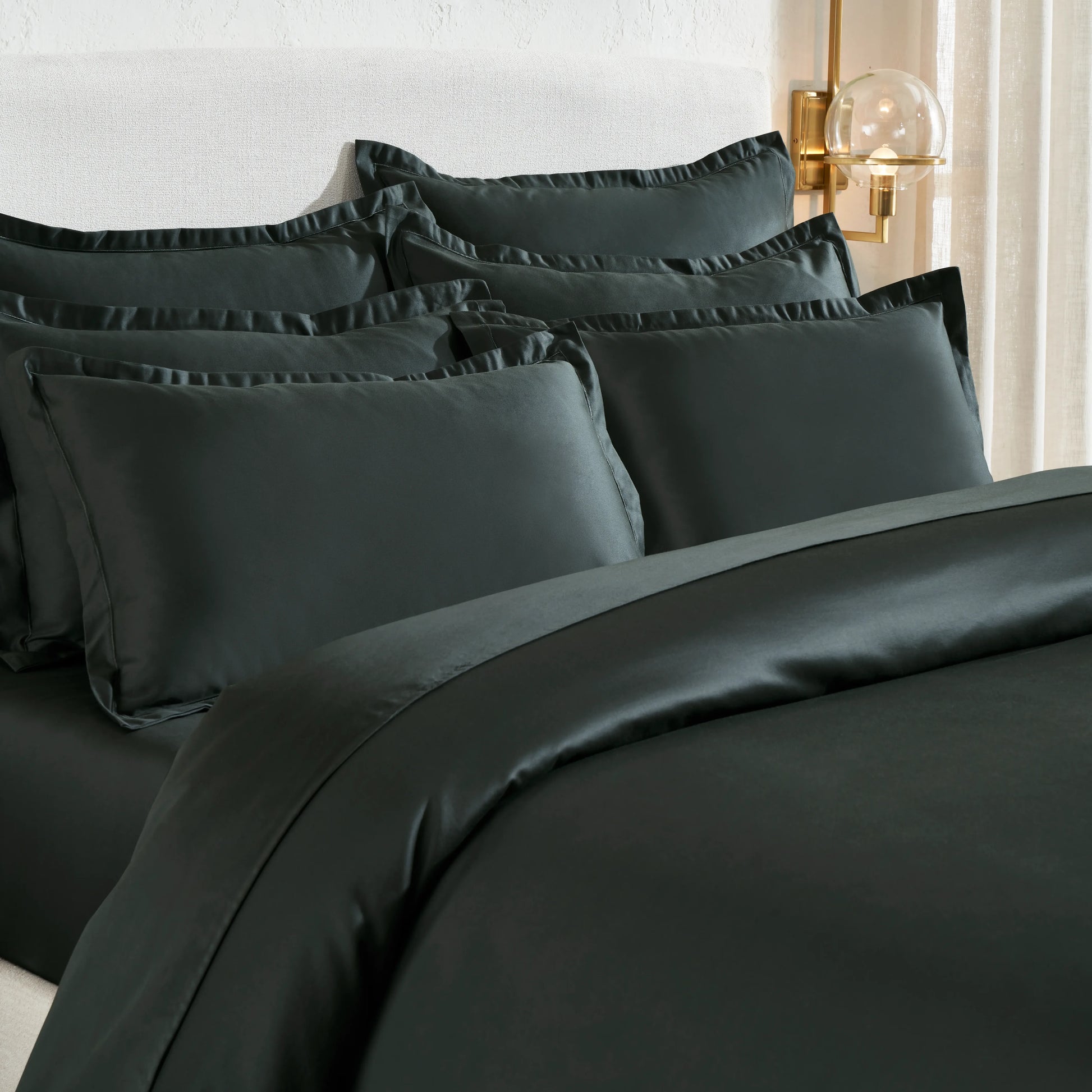 Pelushe | 800TC Long Staple Cotton Luxurious Super Soft Fitted Sheet Set | Pillow Cover with Merrow Hem Treatment Dark Grey / King