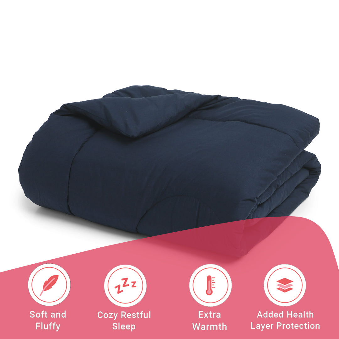 Paleto | Everyday Hues Cotton Solid Dyed 240GSM Comforter for Extra Warmth-Navy