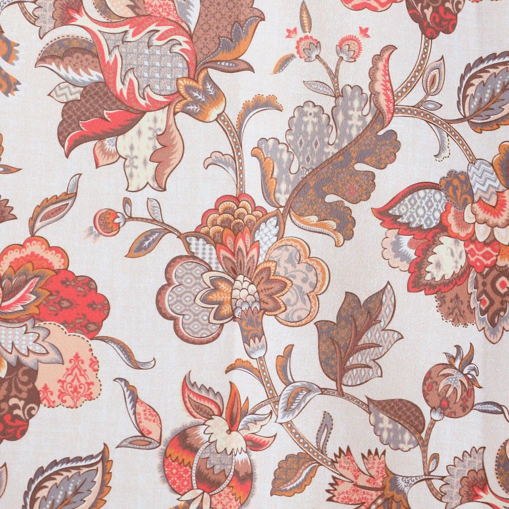 Bloomshire Classic Set Of 2 Printed Readymade Curtains | Classic Chintz Salmon / Door (7ft X 4.4ft)