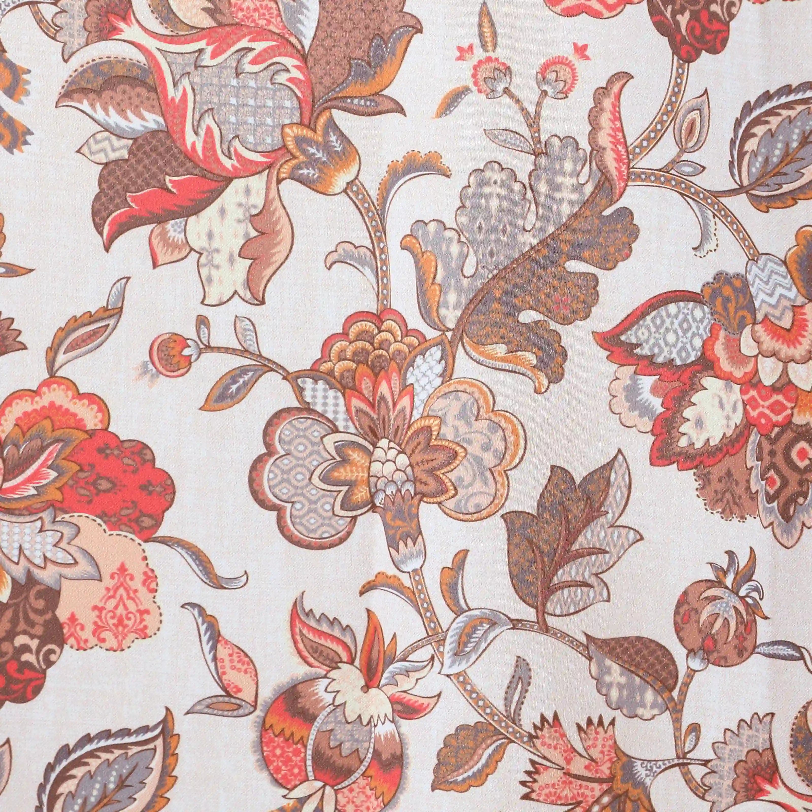 Bloomshire Classic Set Of 2 Printed Readymade Curtains | Classic Chintz Salmon / Door (7ft X 4.4ft)