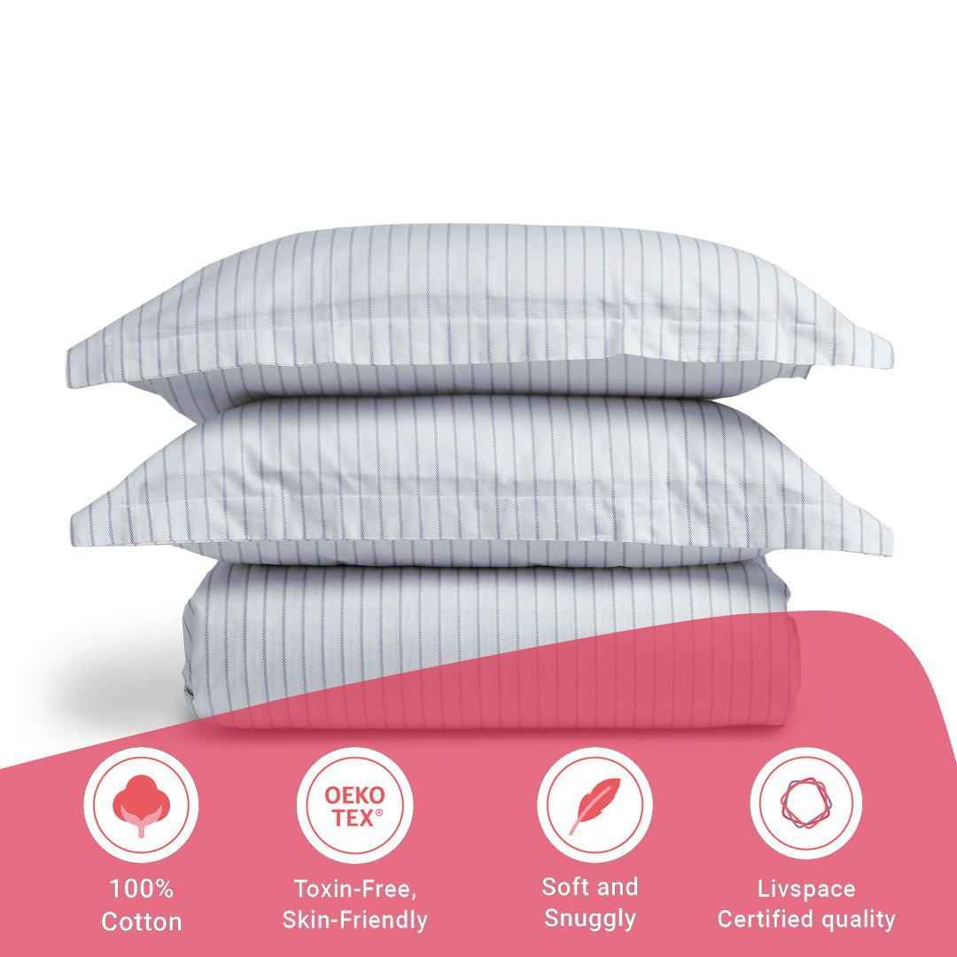 Bloomshire Classic | Everyday Charm Printed Cotton Bedsheet Set-Blue