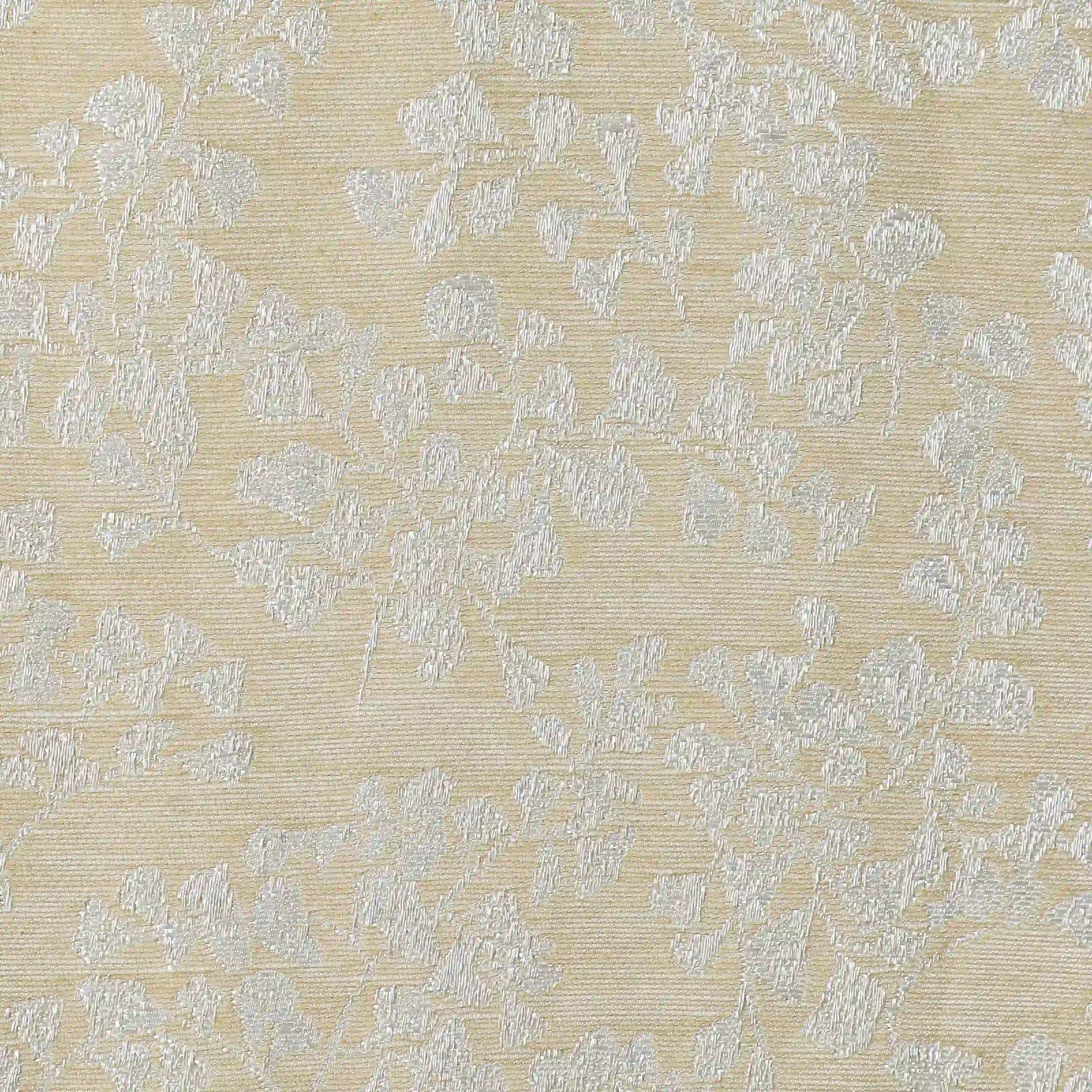 De Jacquard - Luxe Set Of 2 Jacquard Readymade Curtains | Monochrome Flora Sand / Window (5ft X 4.4ft)