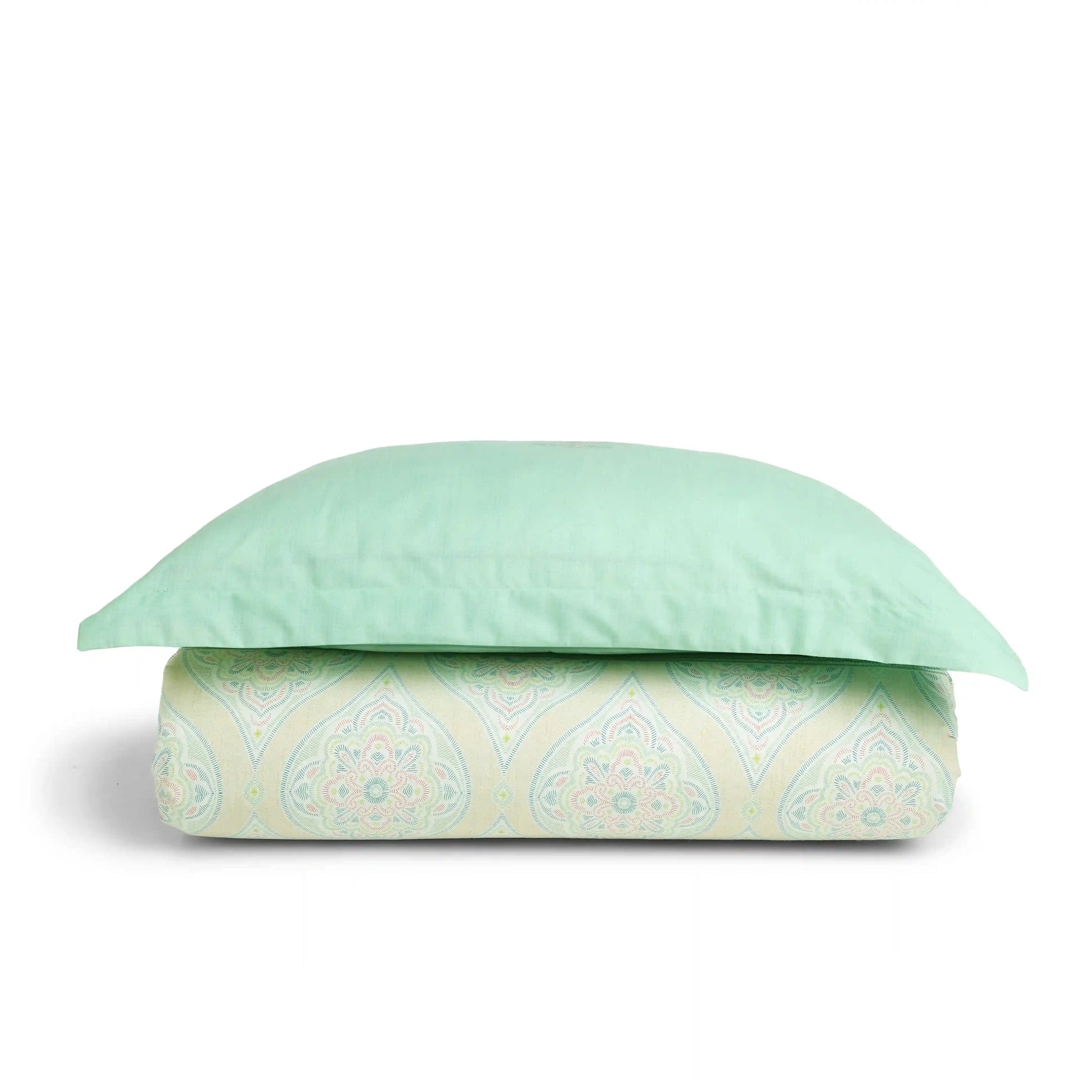 Chippa Lane | Contemporary Indian Print Design Cotton Bedsheet Set-Sage Sage / Single