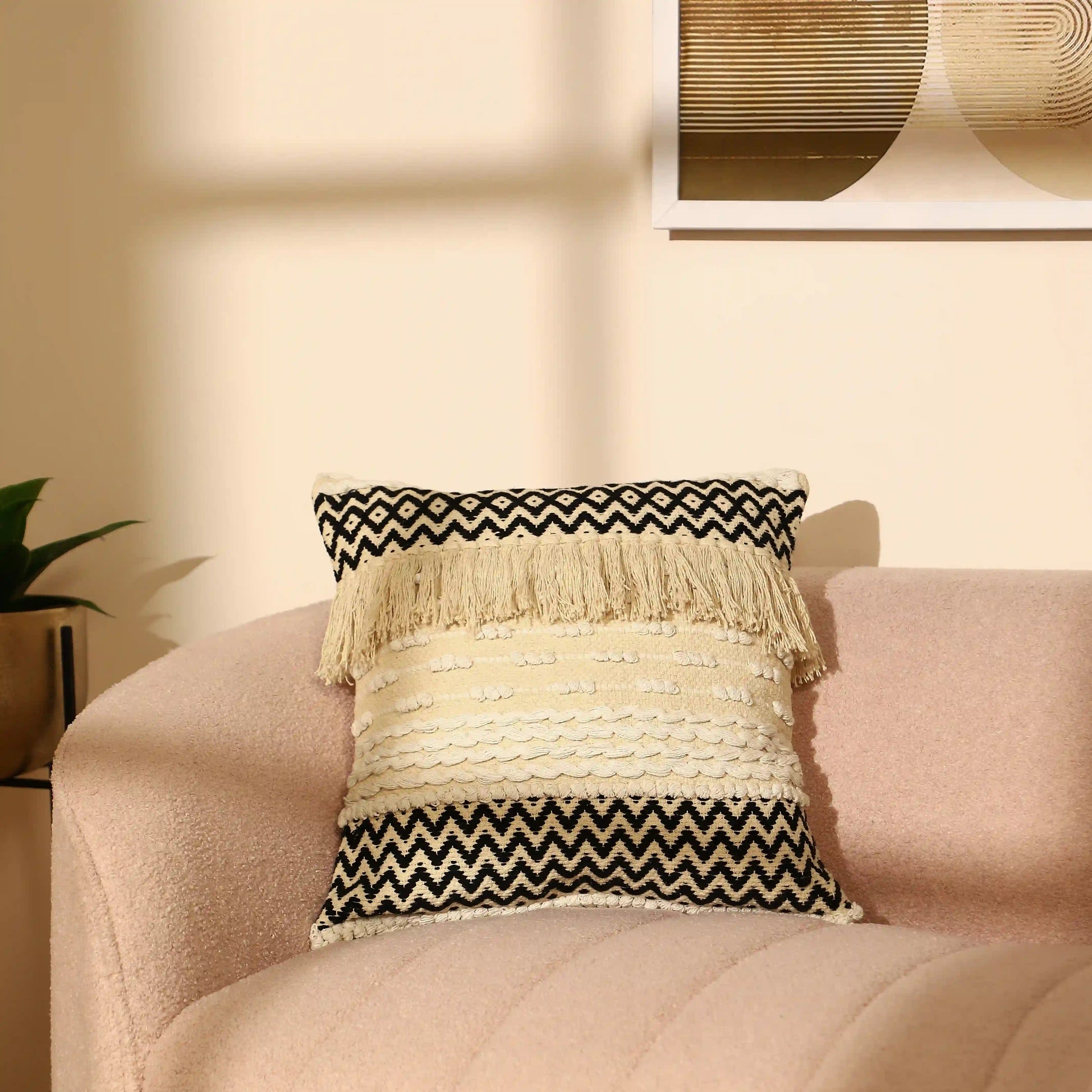 Vissencia 100% Cotton Woven Cushion Cover | Boho Bliss Midnight / Cushion Cover (51cm x 51cm)