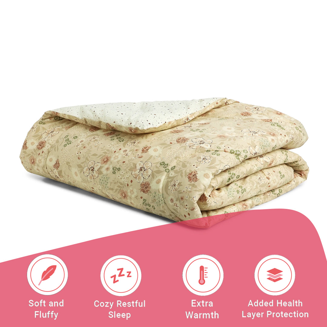 Mishella | Mix & Match Printed 120GSM Reversible Comforter - Beige