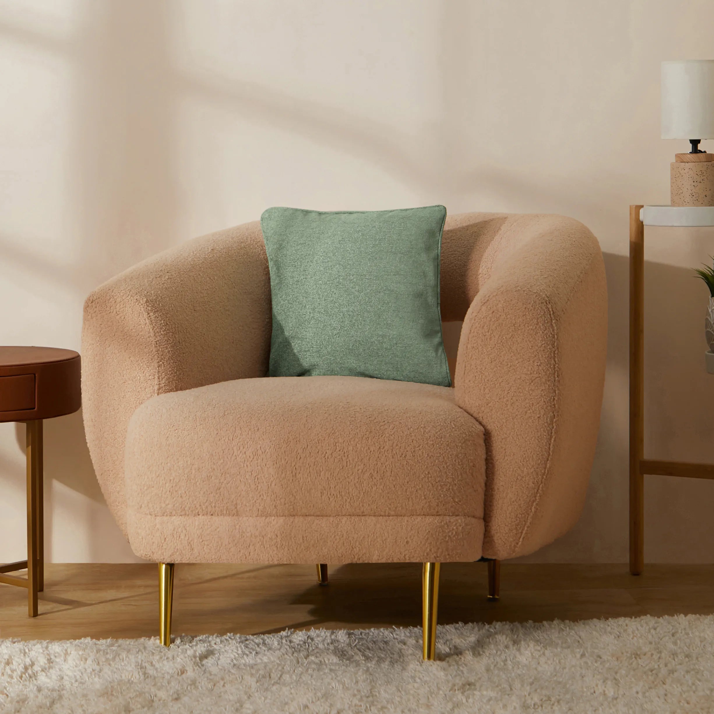 Vissencia Solid Cushion Cover | Textured Crush Sage Mist / Cushion Cover (51cm x 51cm)