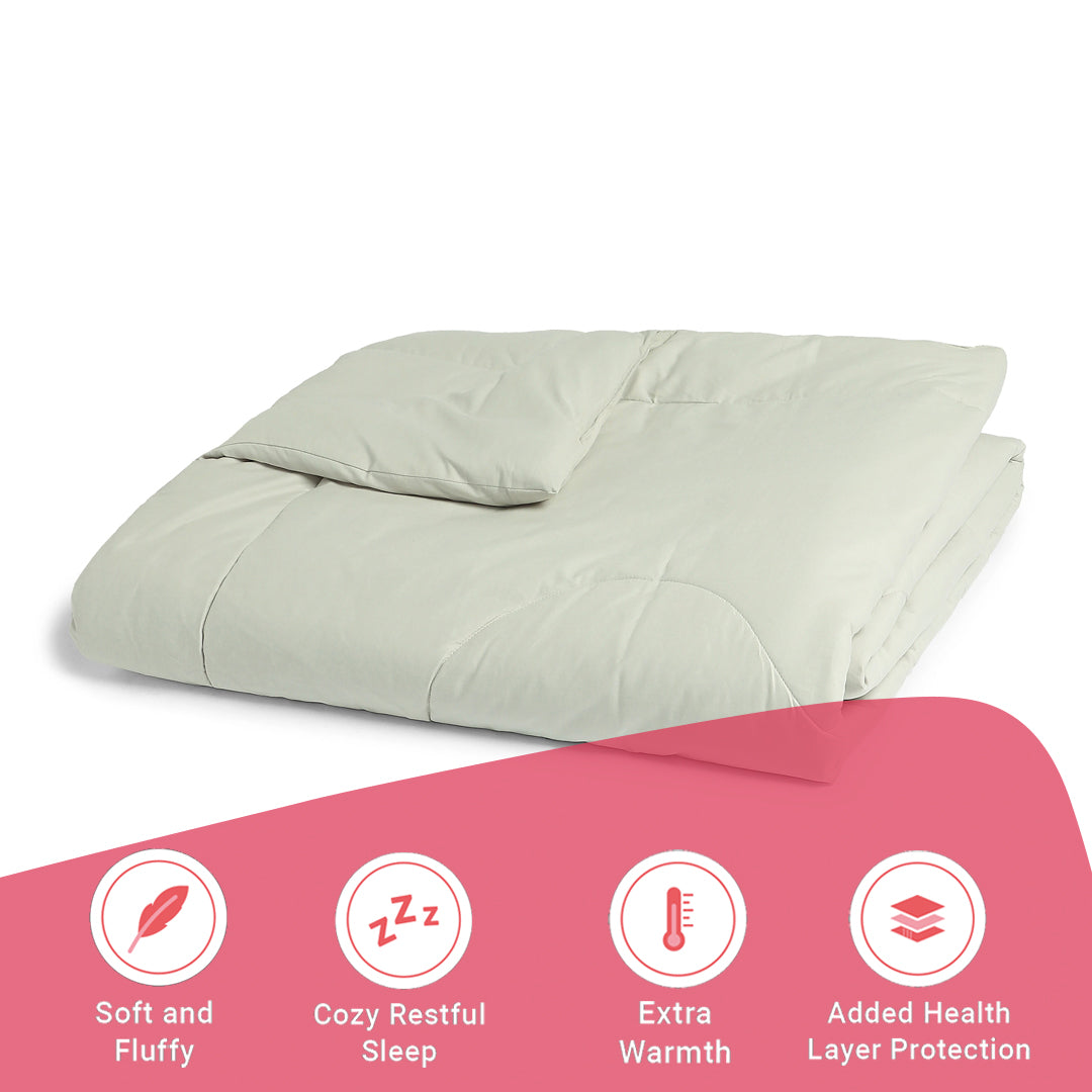 Paleto | Everyday Hues Cotton Solid Dyed 240GSM Comforter for Extra Warmth-Silver