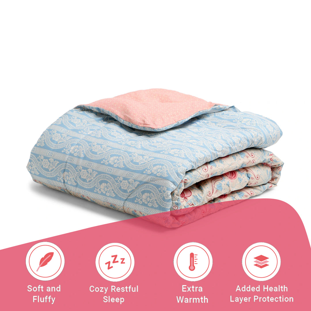 Chippa Lane | Contemporary Indian Print Design 120GSM Reversible Comforter-Light Blue